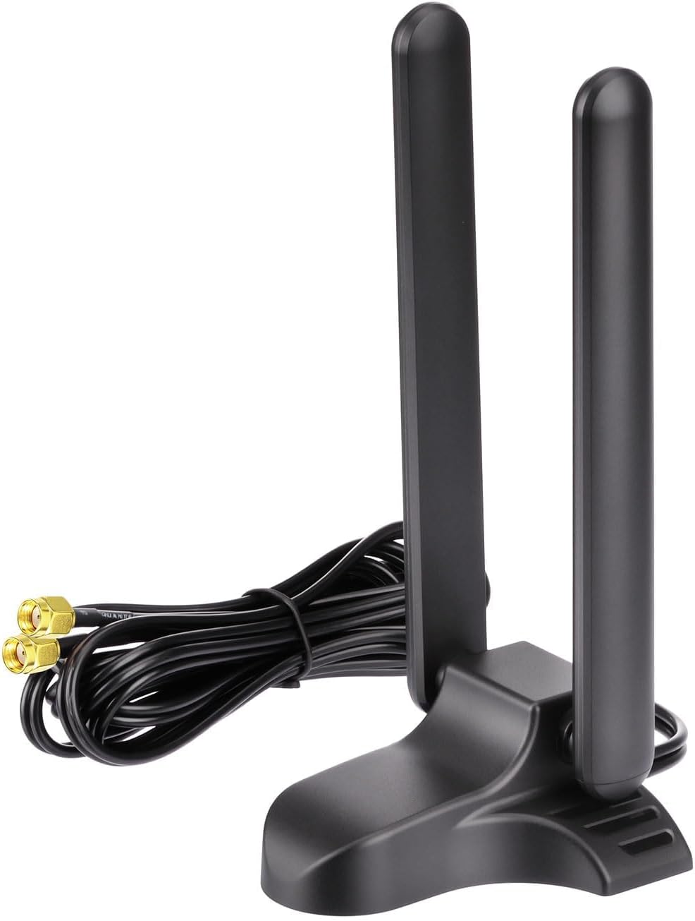 Bingfu Tri-band WiFi 6E magnetic mount antenna with dual RP-SMA male connectors and 6.5ft extension cable