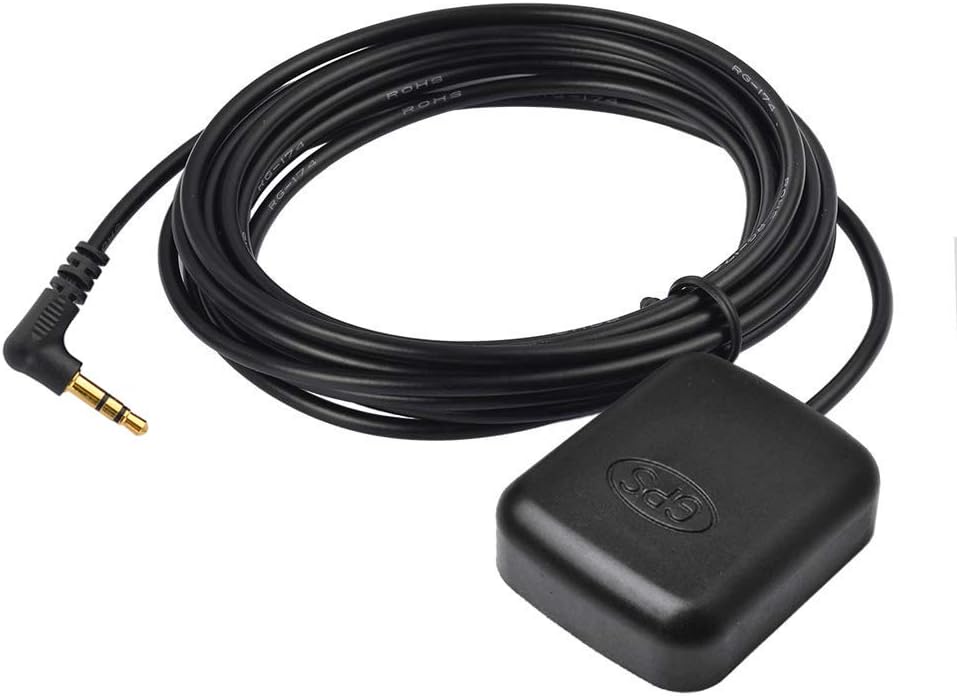 Bingfu active GPS antenna receiver with 3.5mm audio-style plug, 3-meter RG174 cable, and waterproof adhesive mount housing