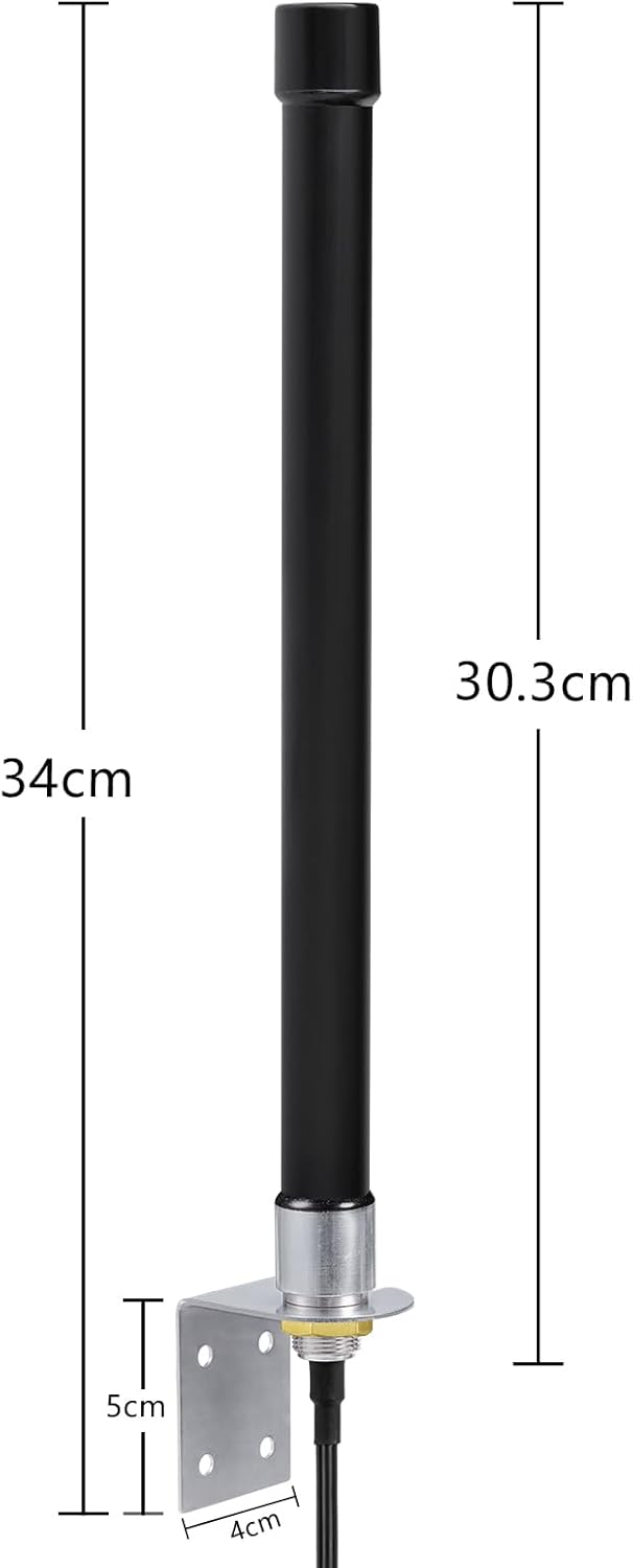 Bingfu antenna dimensions and 10-meter (32.8ft) cable length visual guide