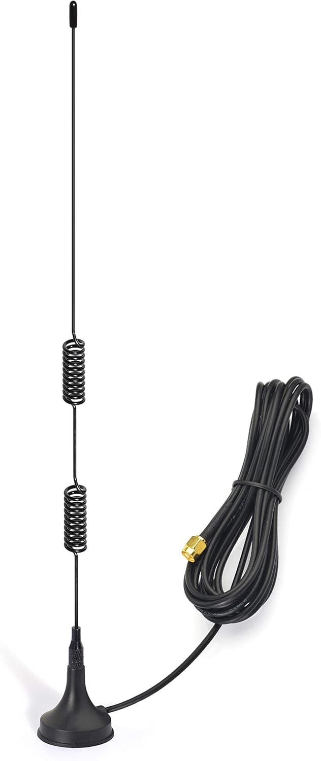 Bingfu dual-band VHF/UHF antenna with magnetic base and SMA-Female connector.