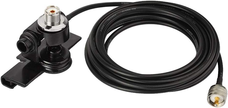 Bingfu heavy-duty car antenna lip mount bracket with 5-meter RG58 coaxial cable and UHF SO239 to PL259 connectors