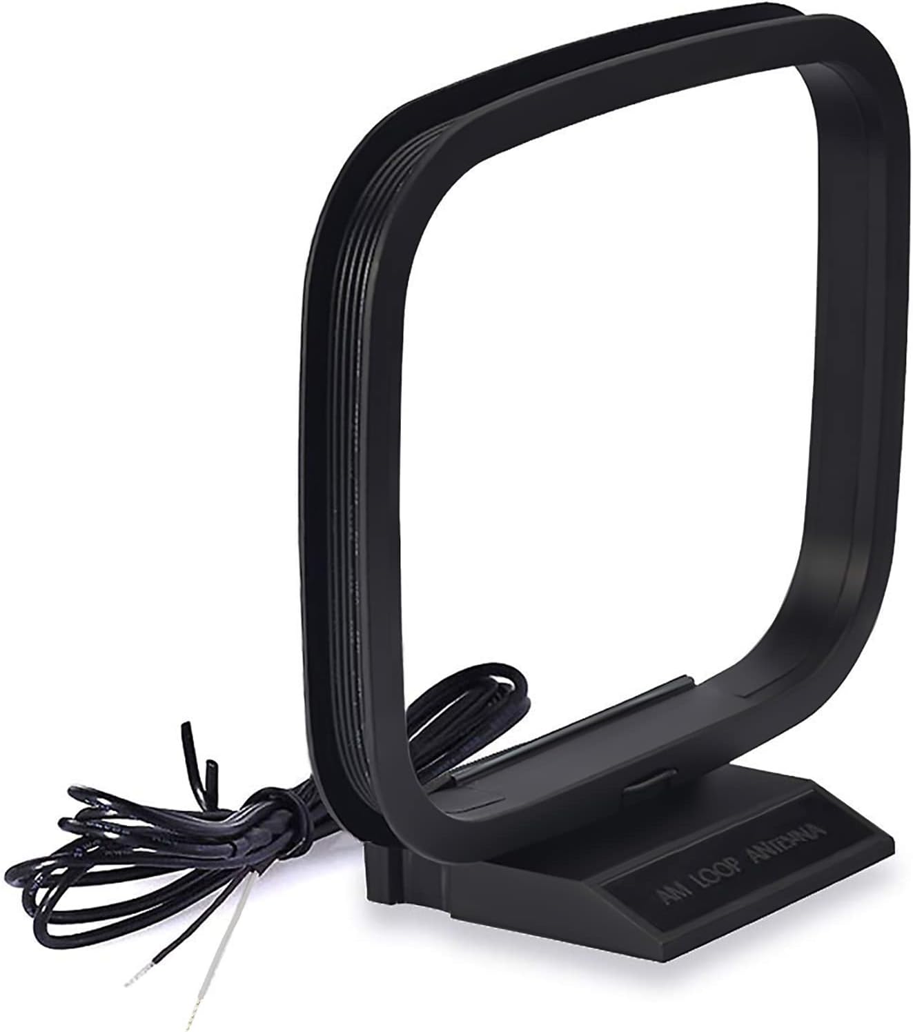 Bingfu indoor AM loop antenna with a foldable stand and a 2-pin bare wire cable for home stereo radio reception
