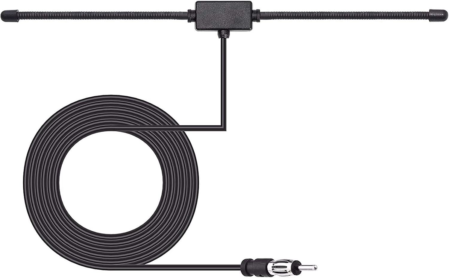 Bingfu universal car radio patch antenna with a compact rectangular design and a standard Motorola DIN connectorne Patch DIN Stecker Windschutzscheiben Paste Antenne mit 3M Verlängerungskabel für Fahrzeug Auto LKW SUV Radio Stereo Head Unit Empfänger Tuner