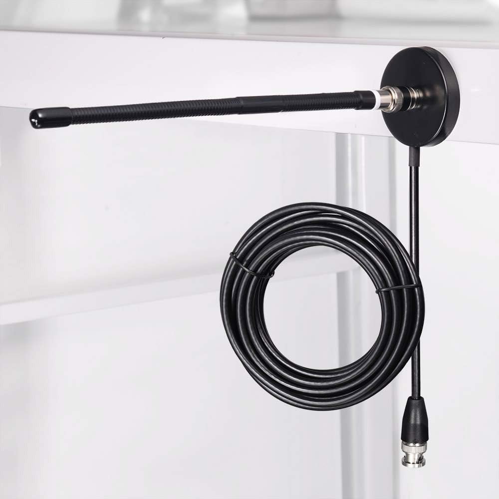 CB radio antenna mounted on a vehicle roof using the powerful magnetic base
