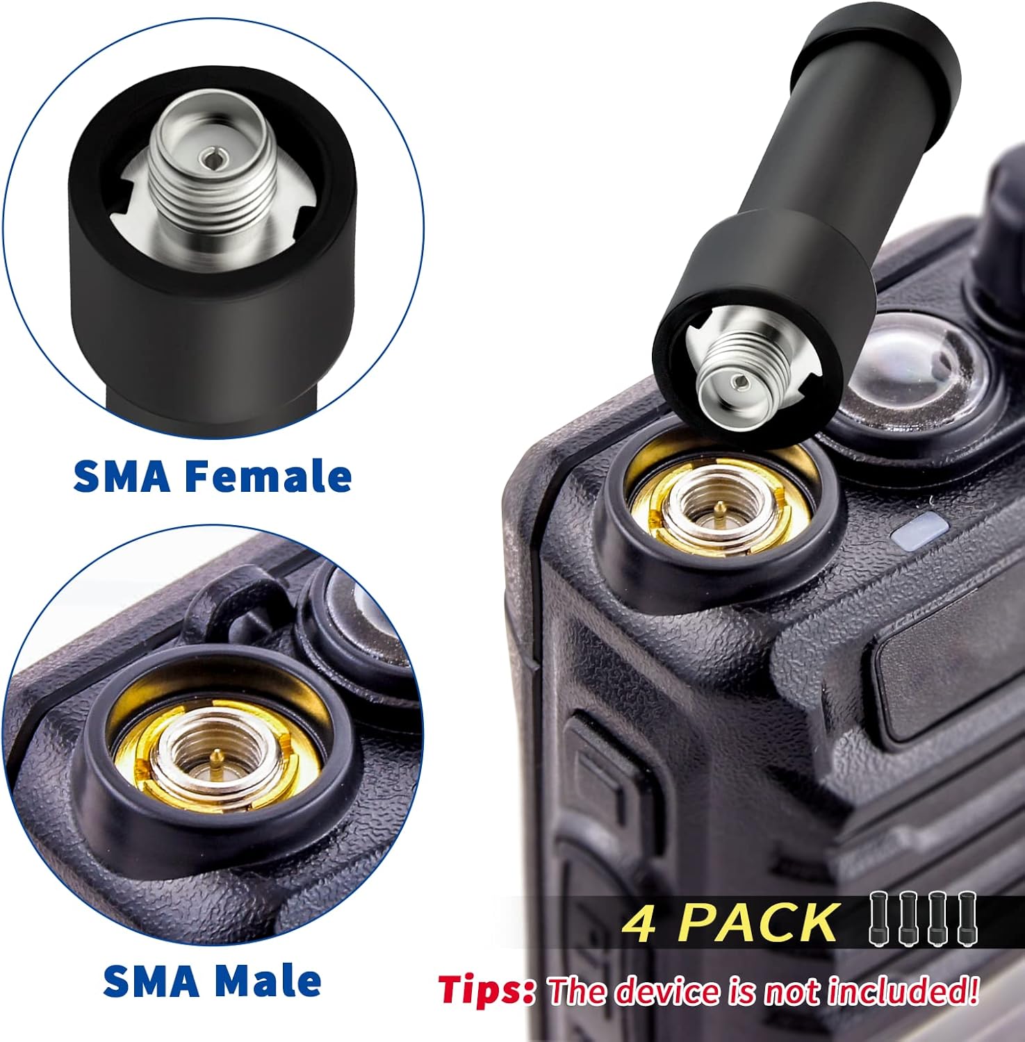 Clear view of the SMA-female connector (no center pin) to ensure accurate device compatibility