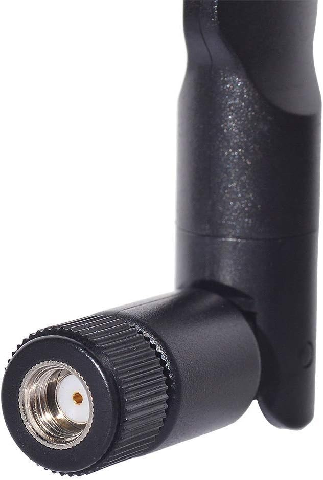 Close-up of RP-SMA Male connector (internal thread with center hole) with gold-plated finish for superior conductivity
