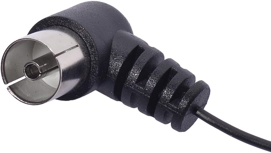 Close-up of the 75 Ohm UNBAL PAL female socket and the high-quality internal copper wiring of the Bingfu FM dipole antenna