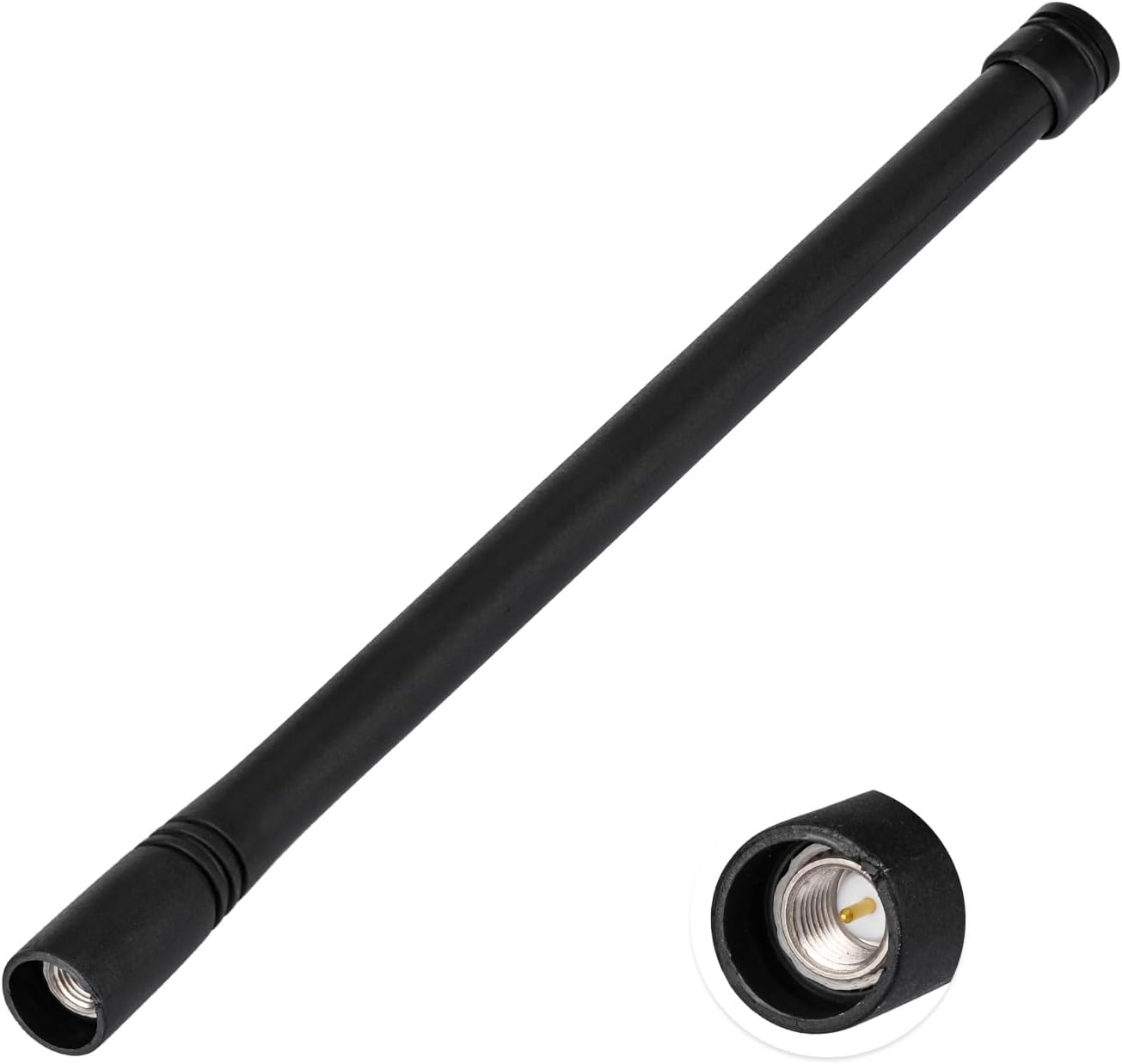 Close-up of the antenna rubber coating and the precision-engineered connector base