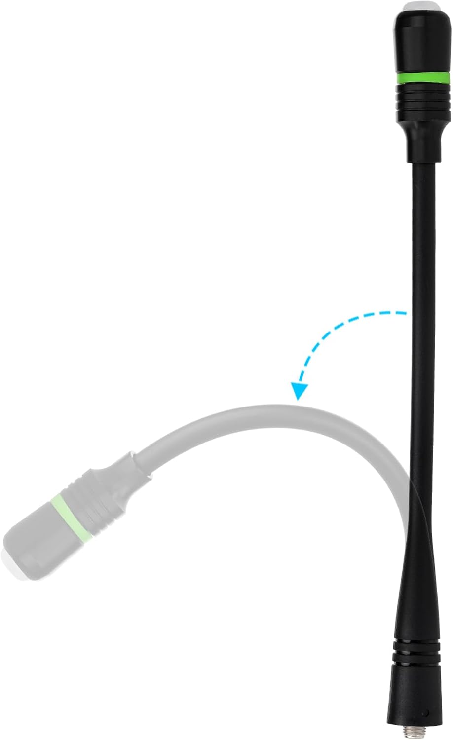 Close-up of the antenna tip, showcasing the internal LED components and high-transparency housing