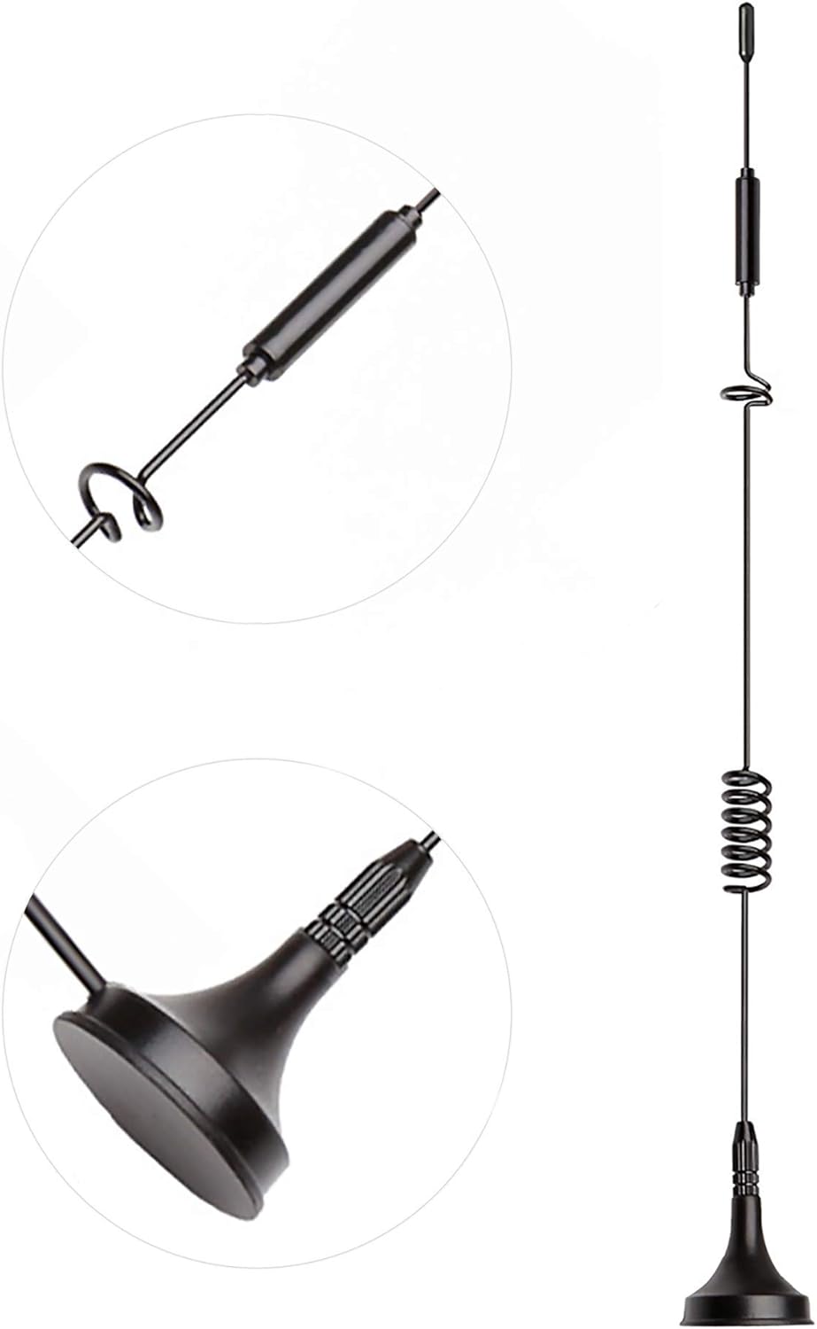 Close-up of the compact 5dBi antenna radiators and strong magnetic suction bases