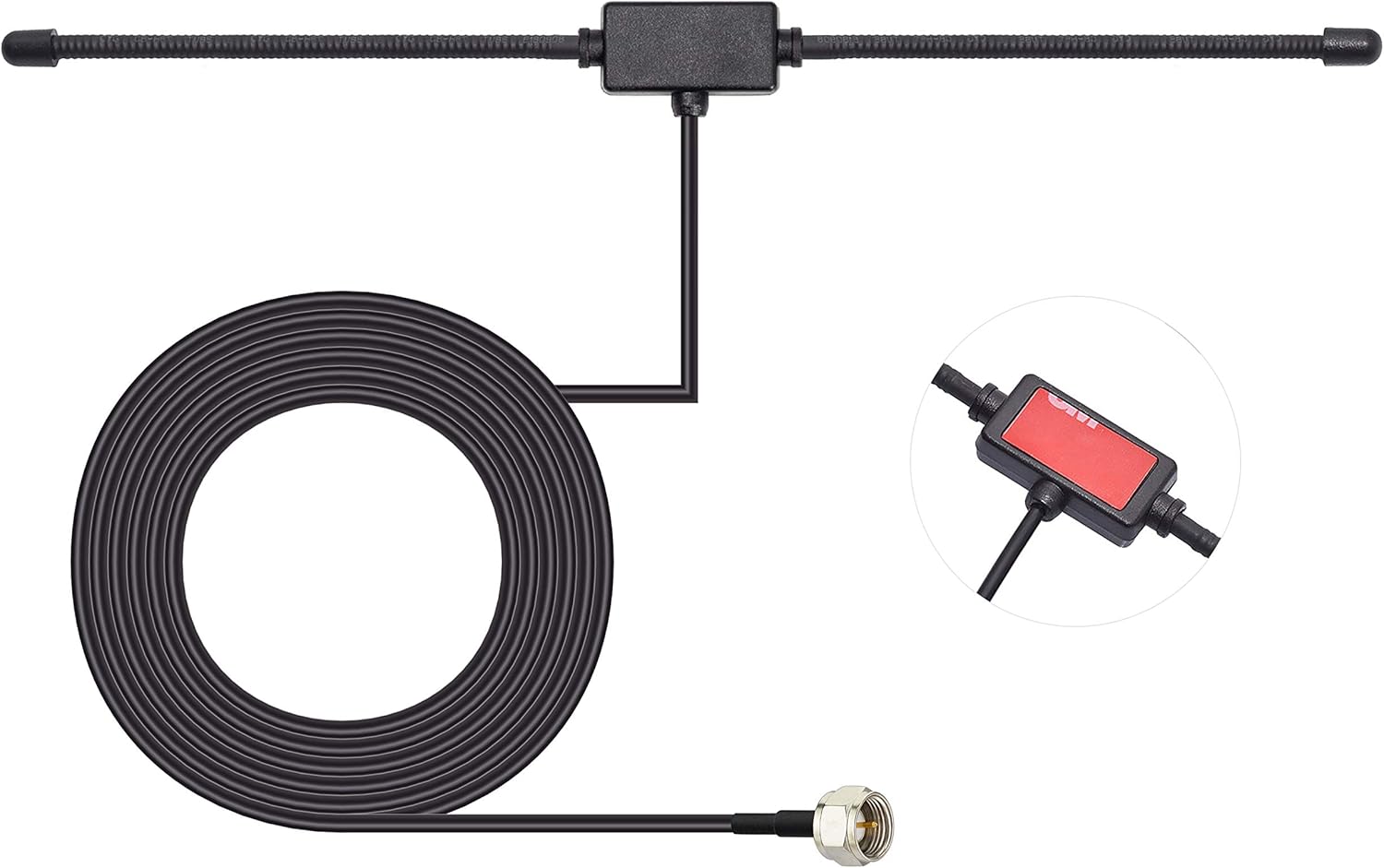 Close-up of the loop antenna terminals and dipole antenna connectors