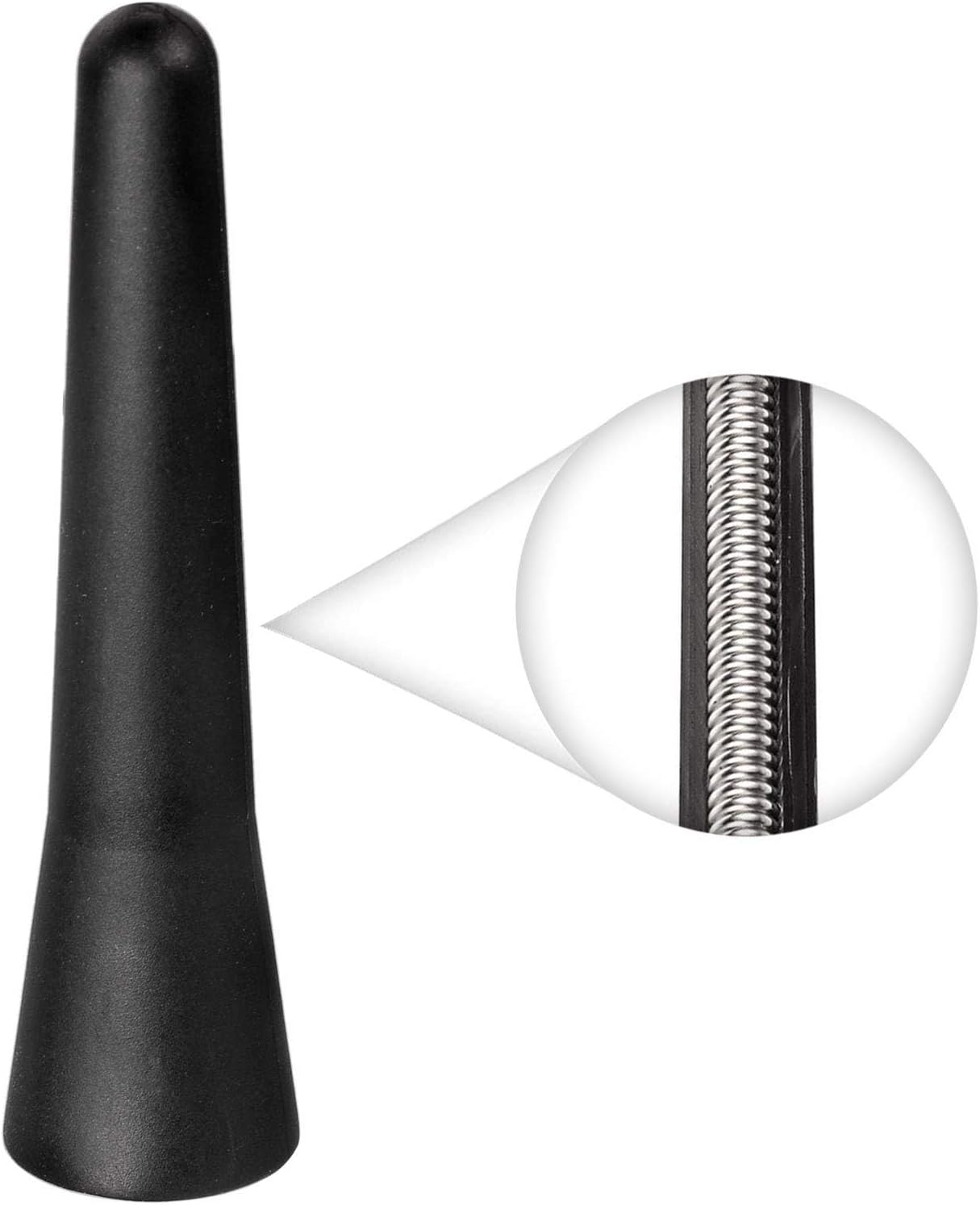 Close-up of the micro antenna's premium rubber finish and internal high-conductivity brass threading for FM/AM receptional Roof-Mounted Antennas - NOT a Replacement for Shark Fin Antenna