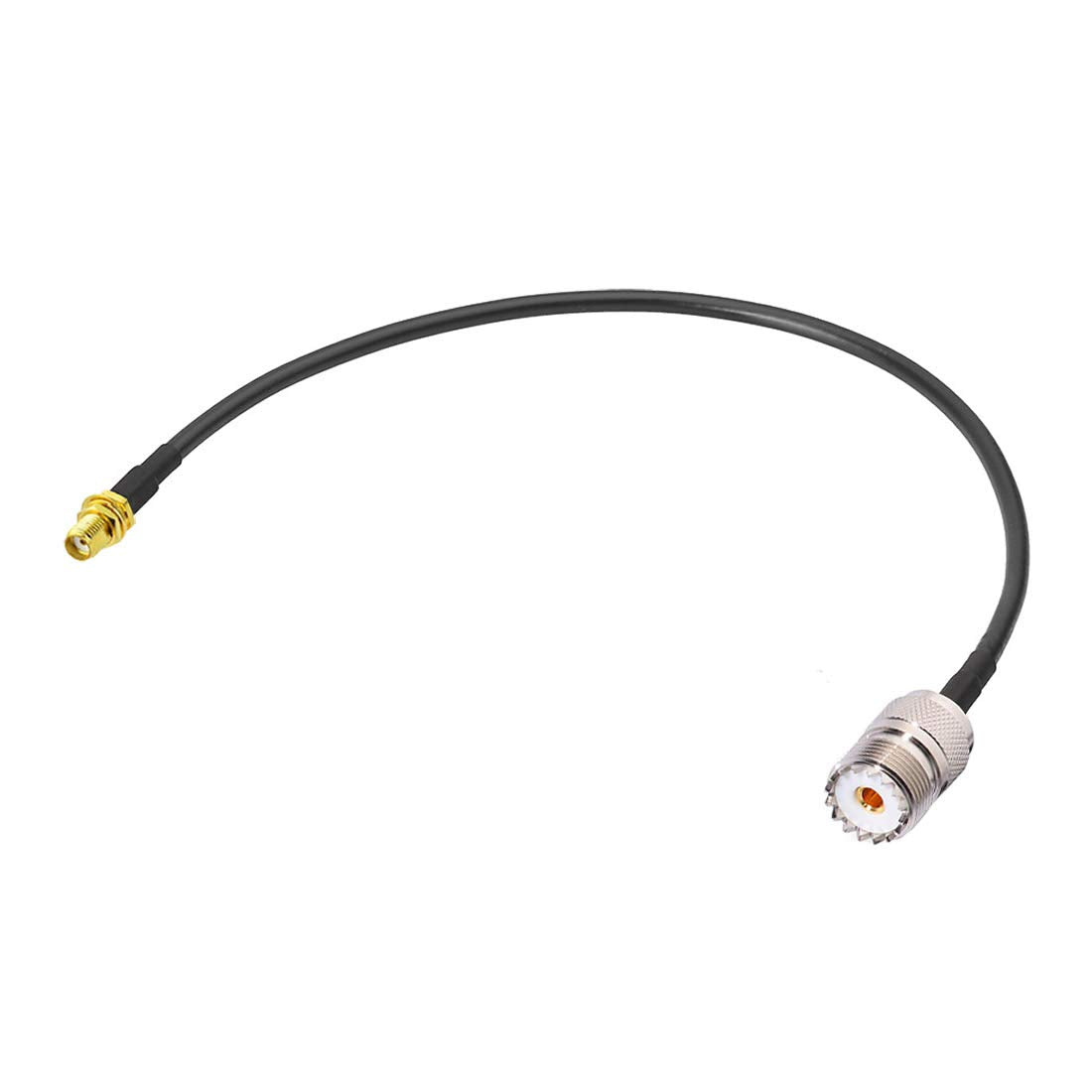 Close-up of the robust RG58 cable assembly with heavy-duty heat shrink tubing for superior strain relief and durability
