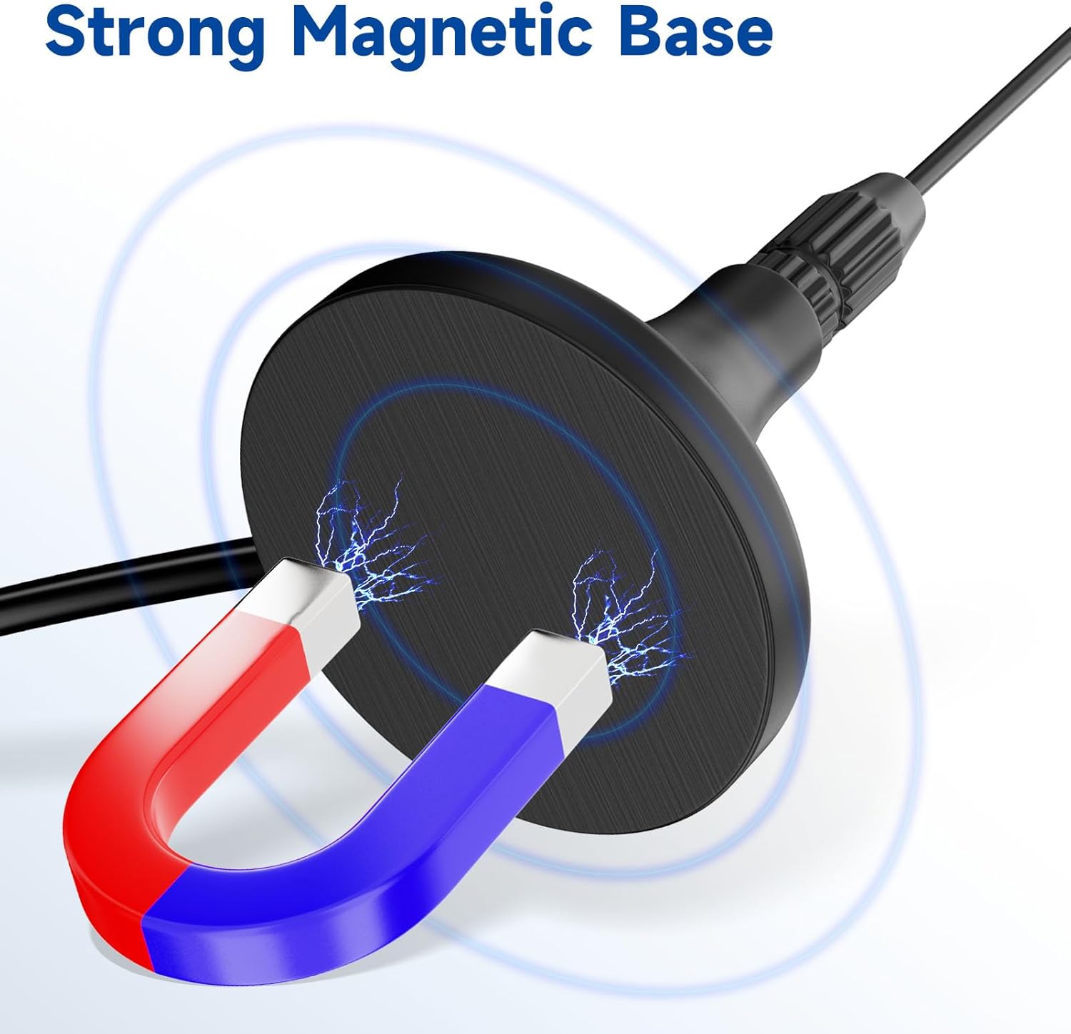 Close-up of the rugged magnetic base and high-gain antenna whip