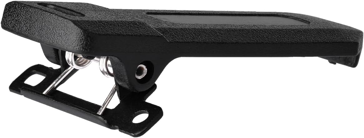 Close-up of the spring-loaded mechanism and high-quality plastic material of the belt clip
