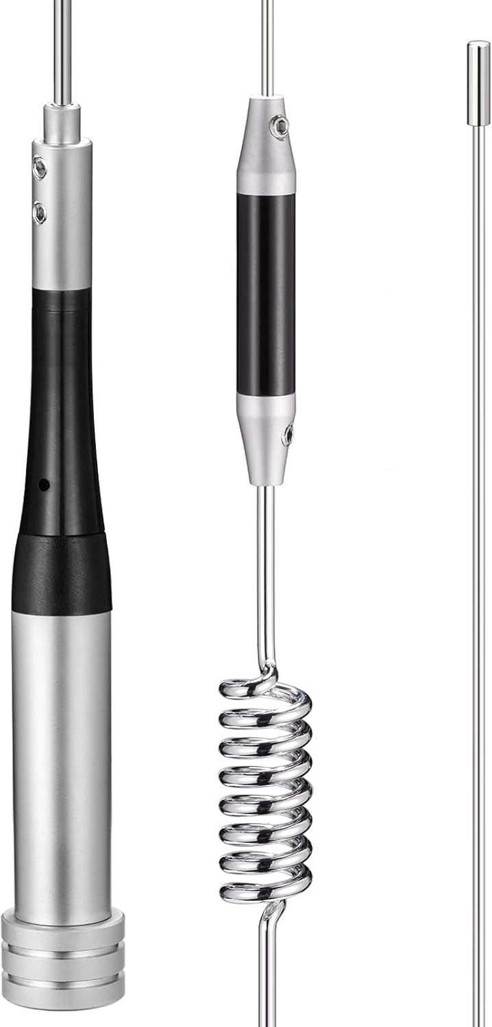 Close-up of the stainless steel antenna whip and weather-resistant base structure