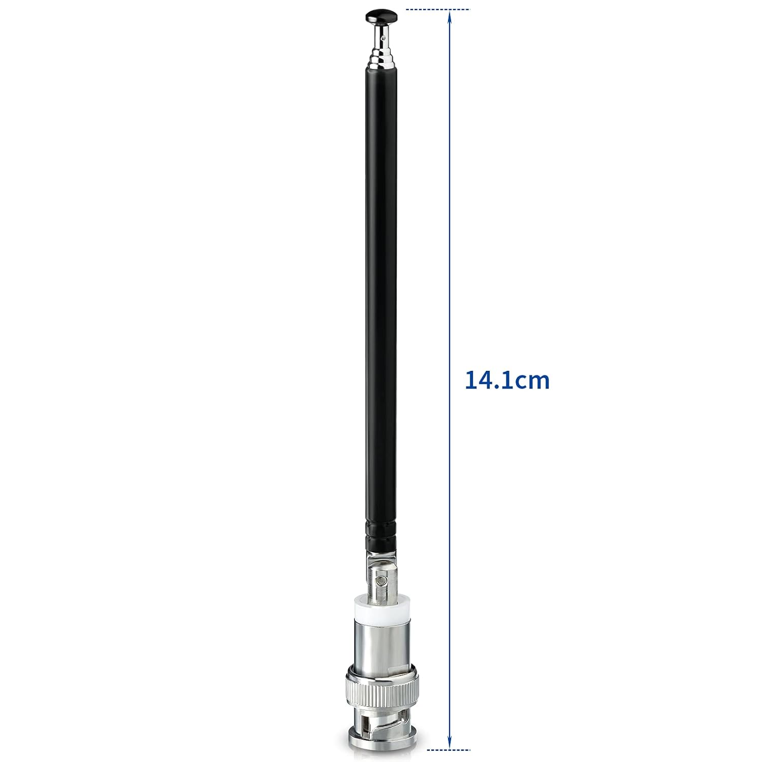 Comparative diagram showing the collapsed size for pocket storage vs. 42cm extended length