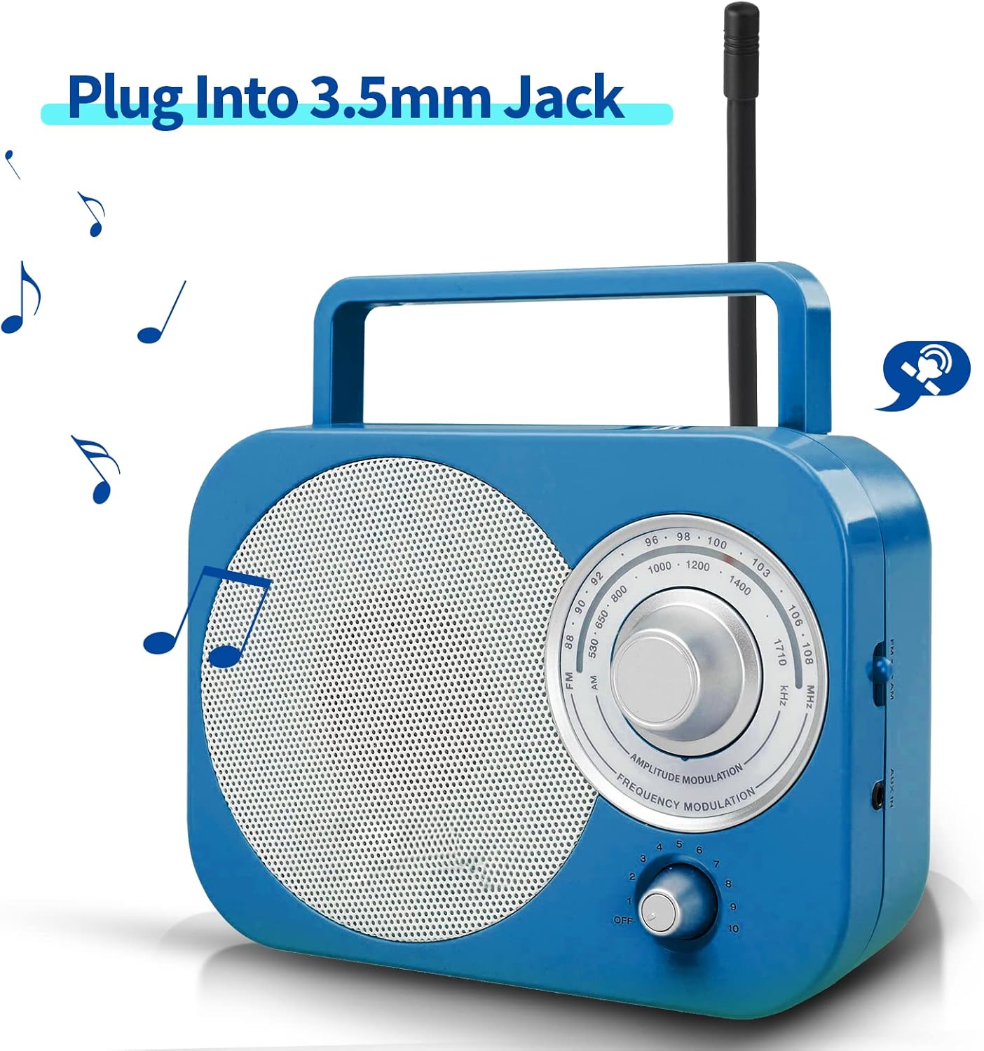Demonstration of the plug-and-play setup: simply inserting the antenna into the 3.5mm headphone jack of a mobile phone or speaker