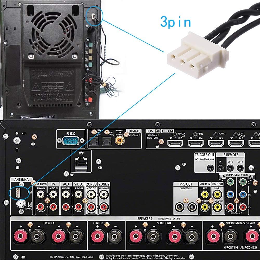 Detailed macro view of the 3-pin mini connector layout to ensure compatibility with specific Hi-Fi stereo antenna ports