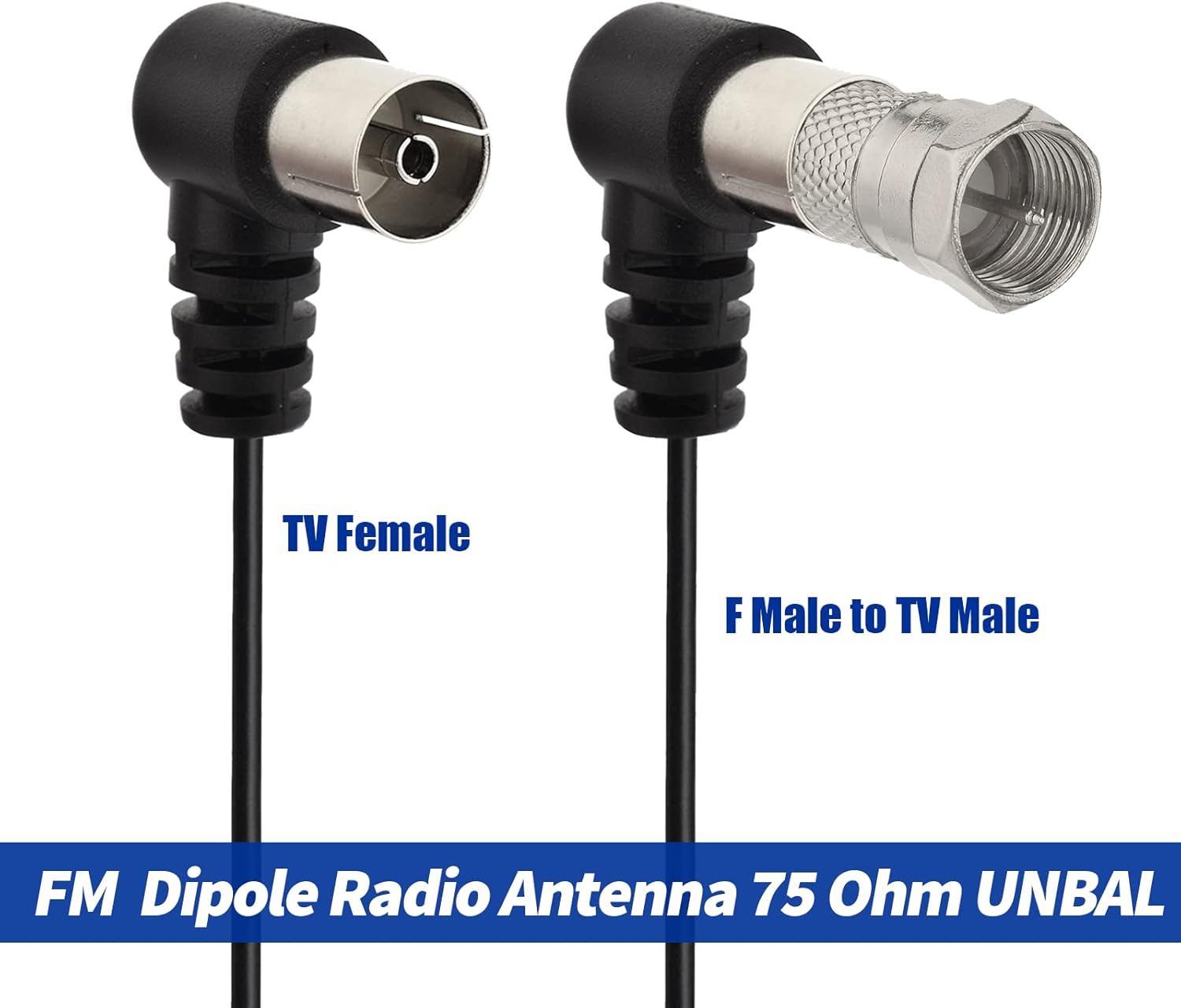 BINGFU FM UKW Radio Antenne Wurfantenne 75 Ohm Koax-Kupplung Dipolantenne Zimmerantenne und Koax-StecDetailed shot of the PAL female coaxial socket and the silver-plated F-type male plug adapter for universal receiver compatibilityer auf F Stecker Adapter für Hifi AM/FM Radio Yamaha Oenon Bose Sherwood Marantz