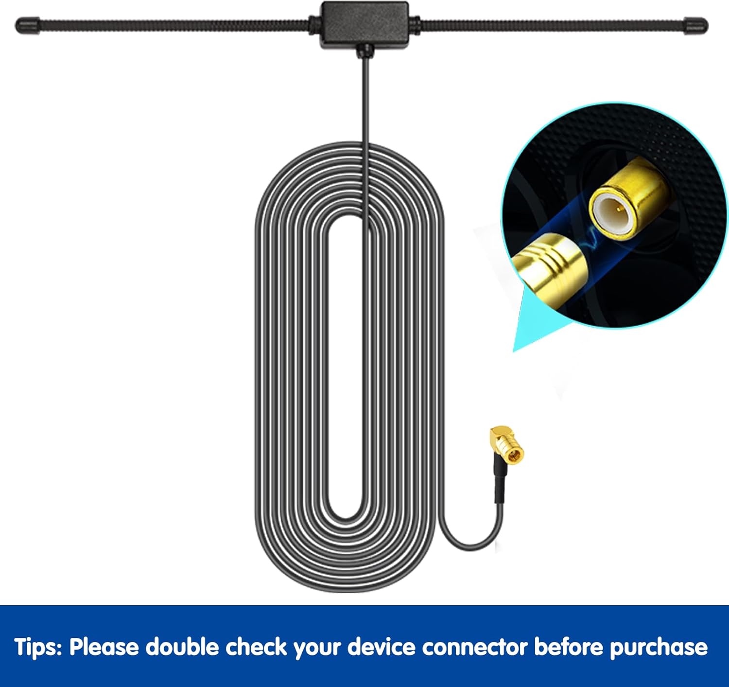 Detailed shot of the gold-plated SMB right-angle female connector, ensuring a secure and low-loss connection to the radio unit