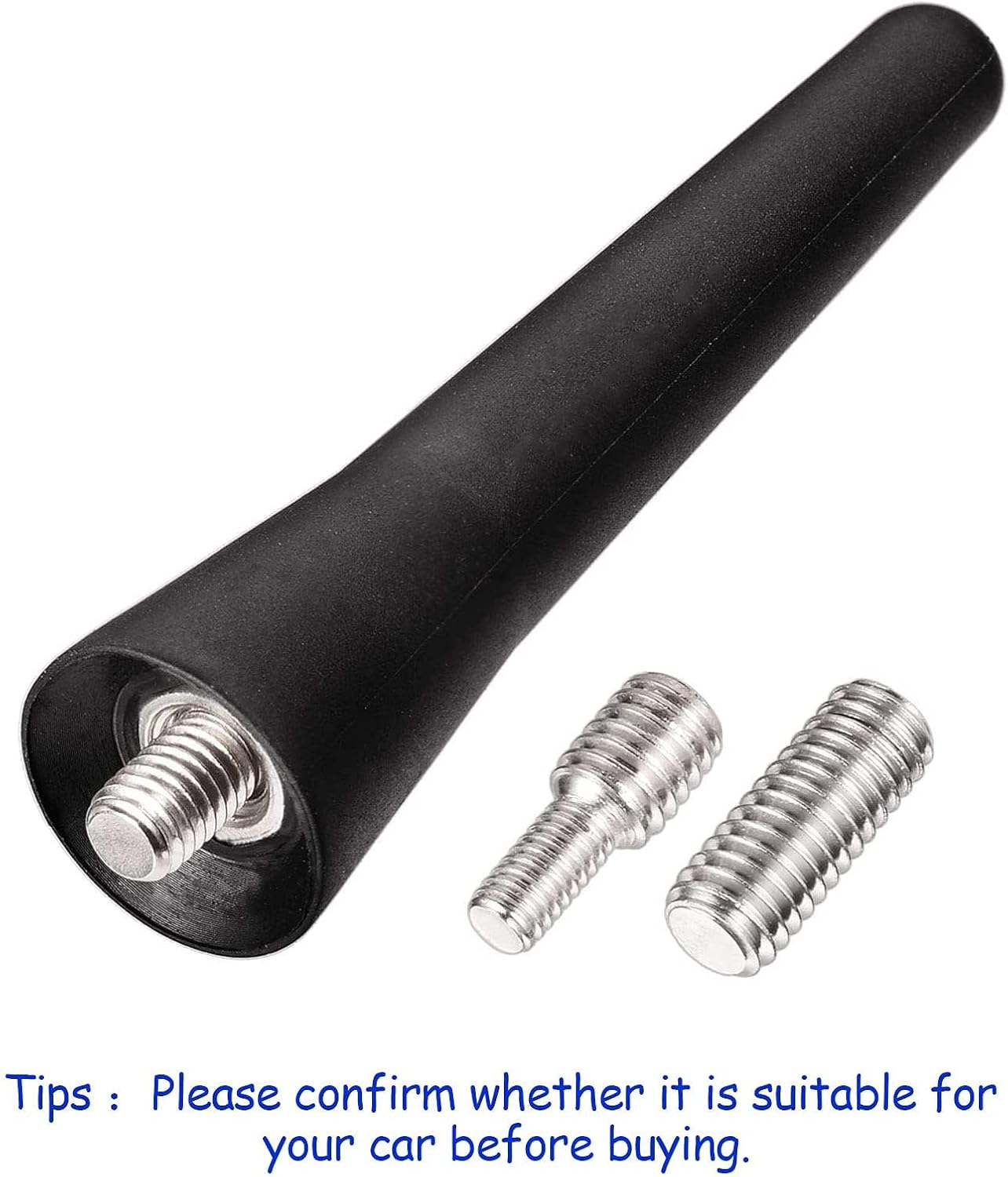 Detailed view of the 2-pack kit including M4, M5, and M6 mounting studs to fit various car antenna bases