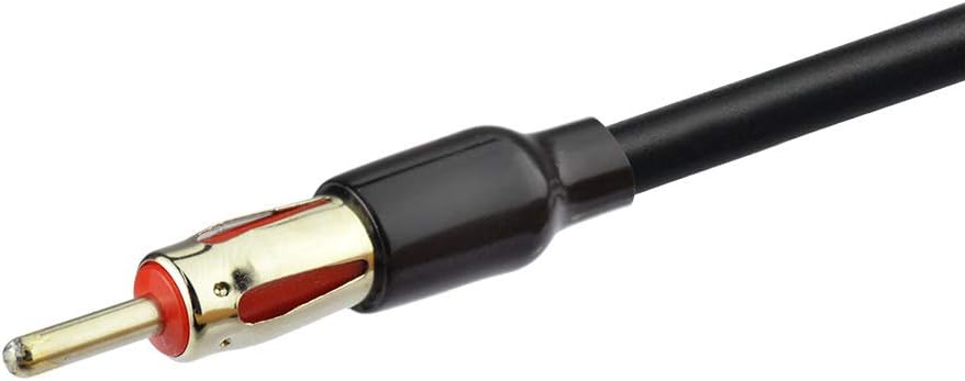 Detailed view of the DIN male plug and the two DIN female sockets for clear identification