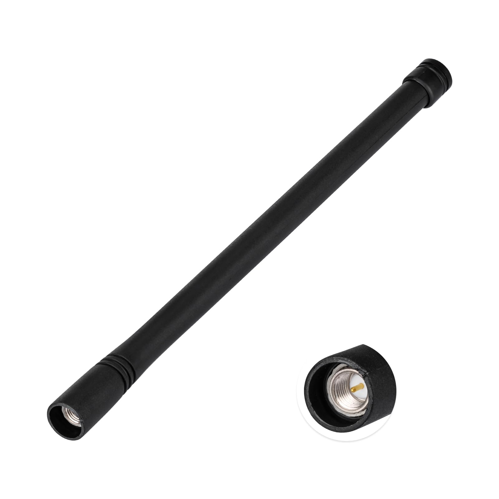 Detailed view of the SMA-Male connector with center pin for secure Garmin device attachment