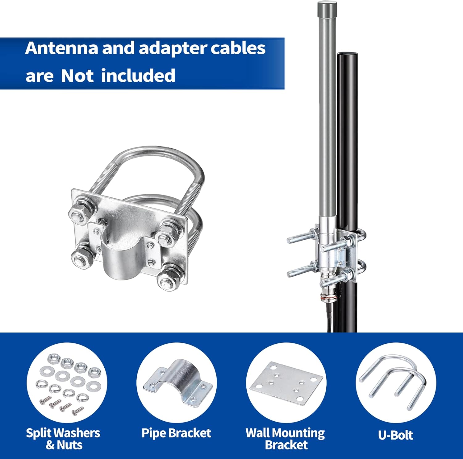 Detailed view of the U-bolt nuts and locking hardware for secure fixture