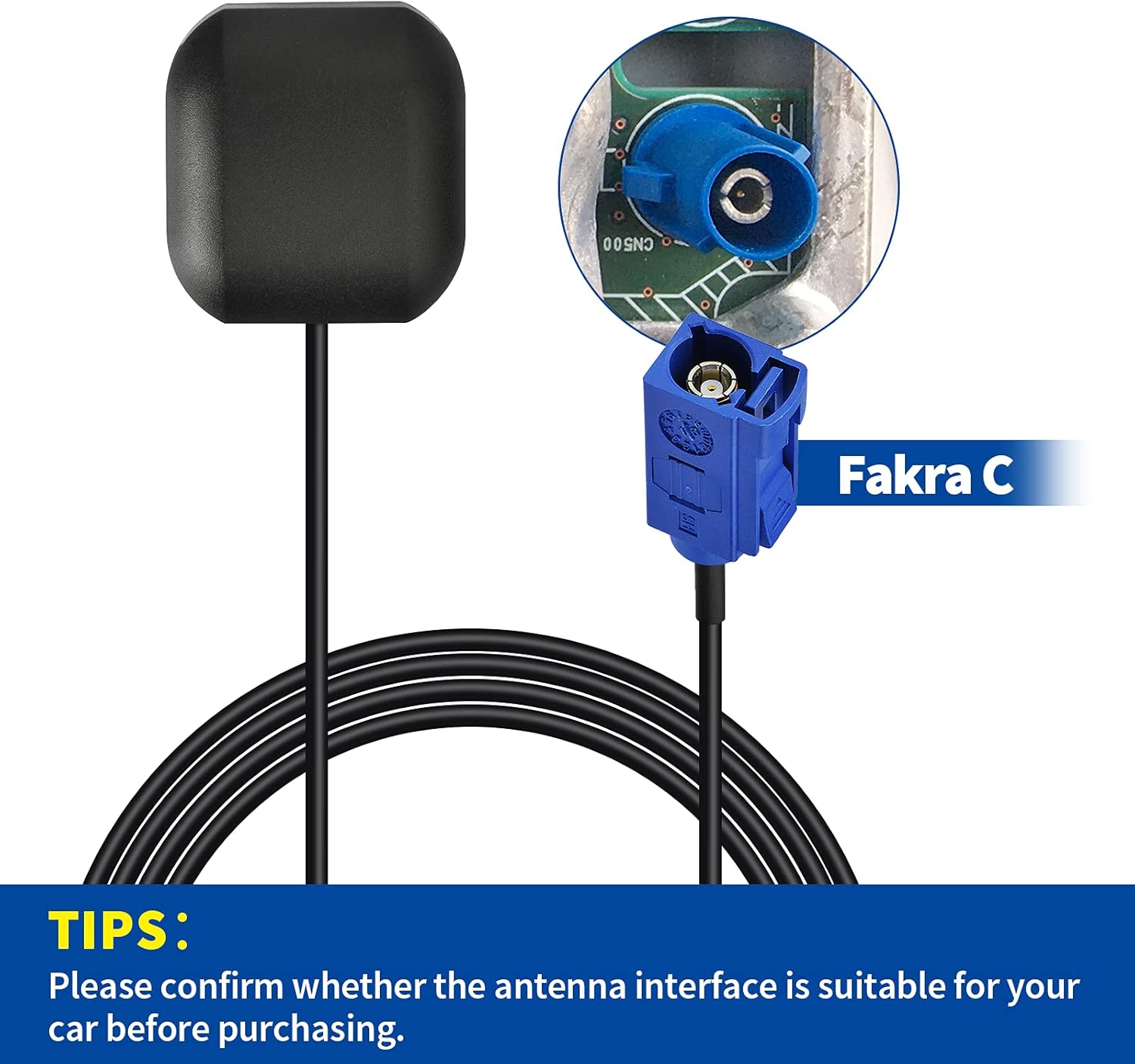 Detailed view of the blue Fakra C female connector standard