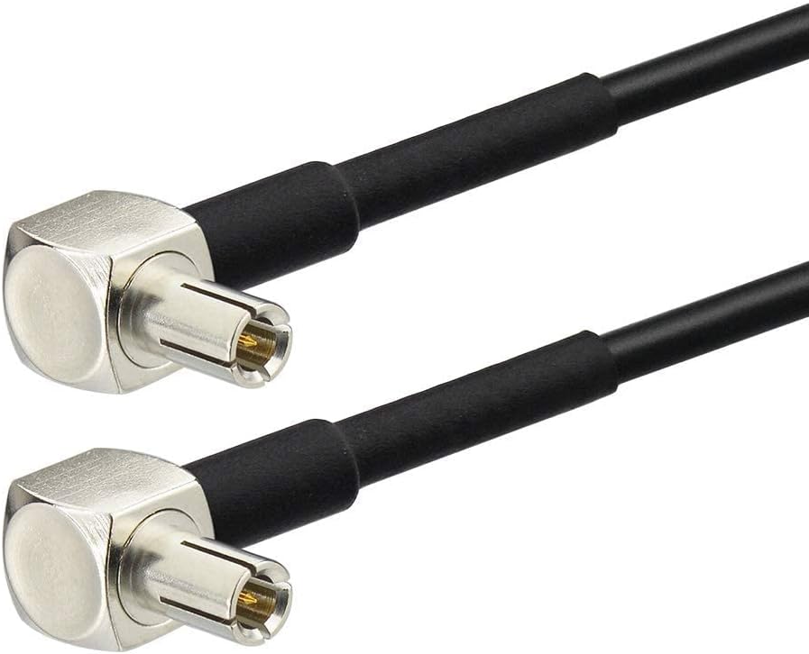 Detailed view of the gold-plated TS9 male connector on Bingfu TON00454 antenna