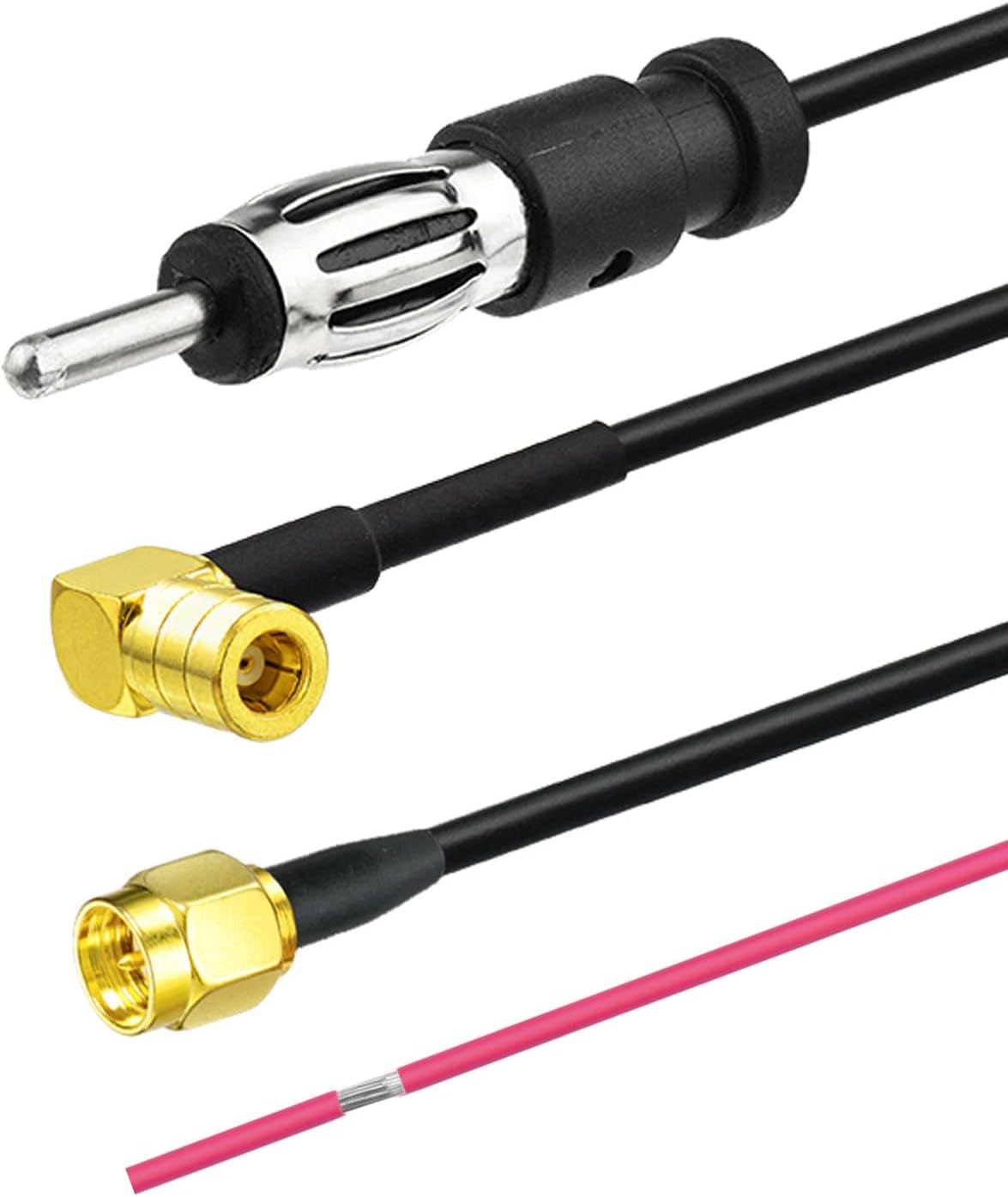 Detailed view of the high-quality connectors: SMB for DAB, DIN for FM/AM, and SMA for GPS/GNSS navigation