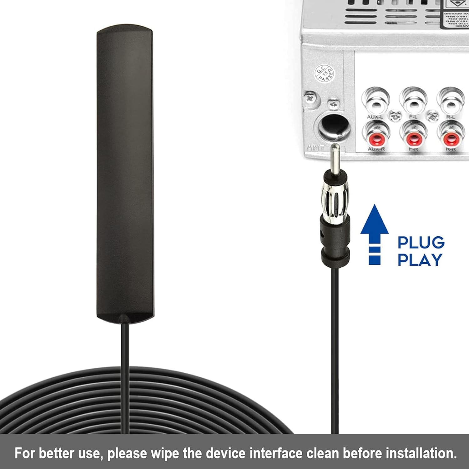 Detailed view of the solid Motorola DIN plug, ensuring a stable and secure connection to the back of the car stereo unit