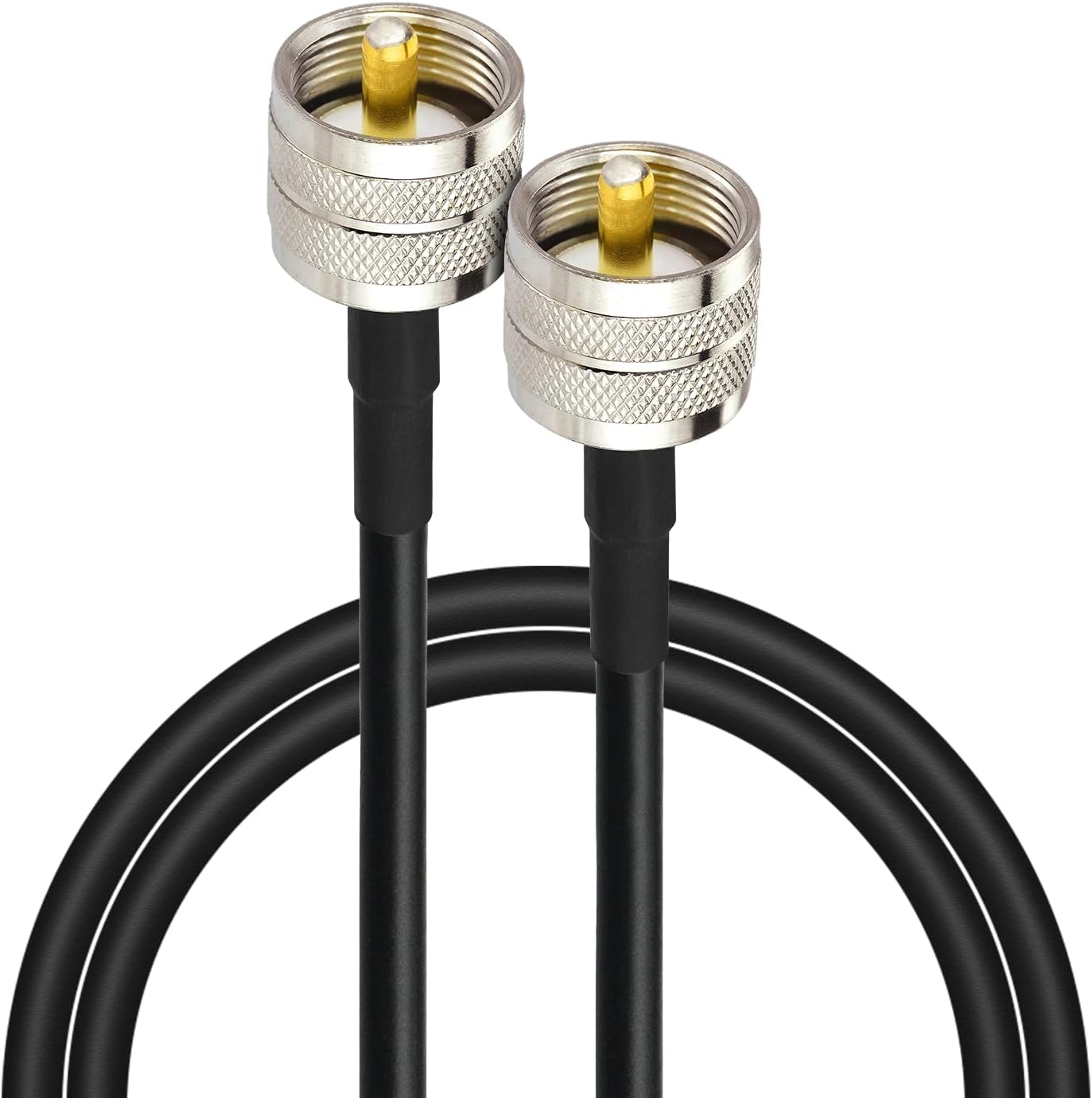 Durable PL-259 male connectors featuring precision-engineered gold-plated center pins