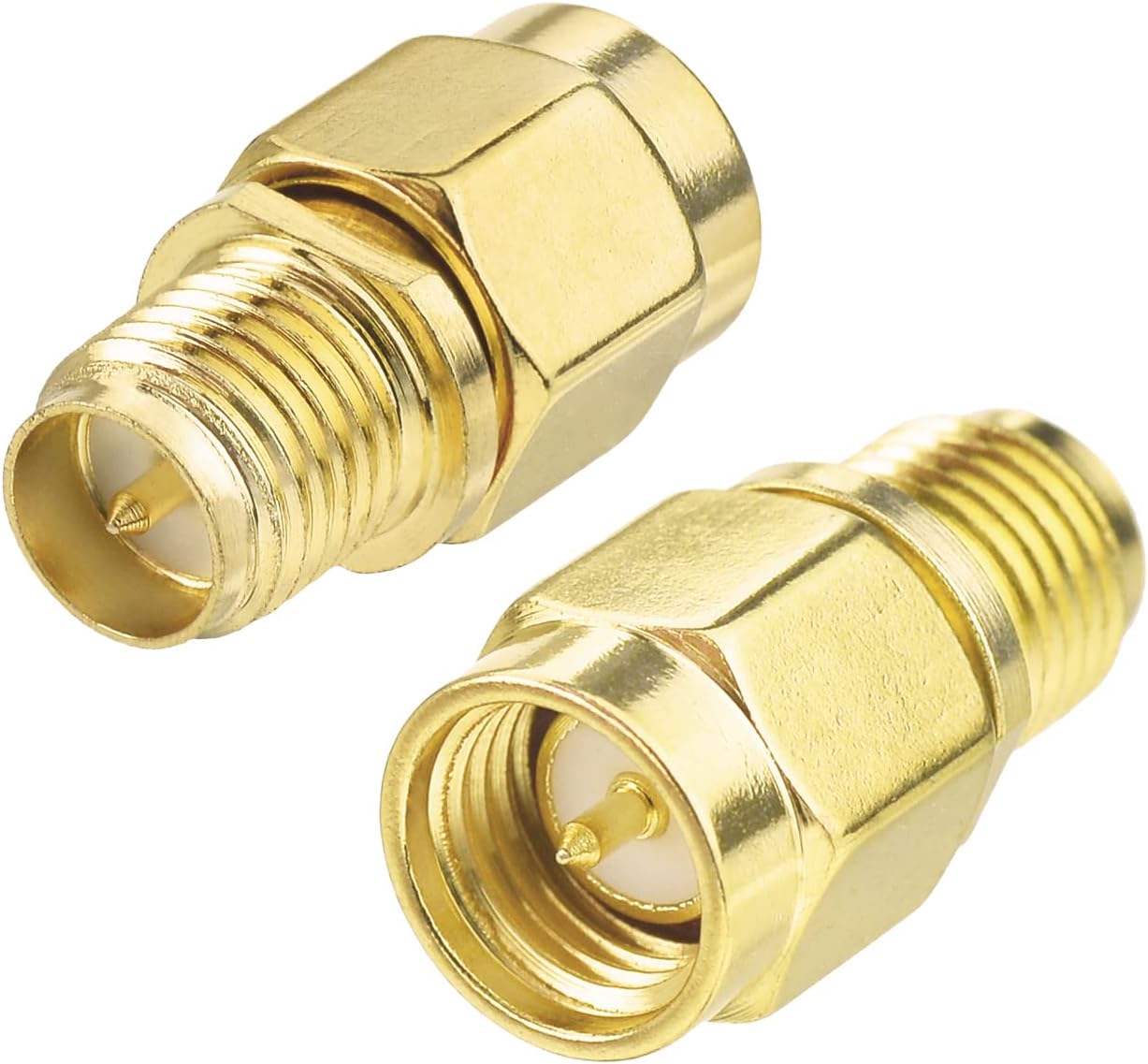 Gold-plated RP-SMA Male and N-Female connectors with additional SMA Male adapter