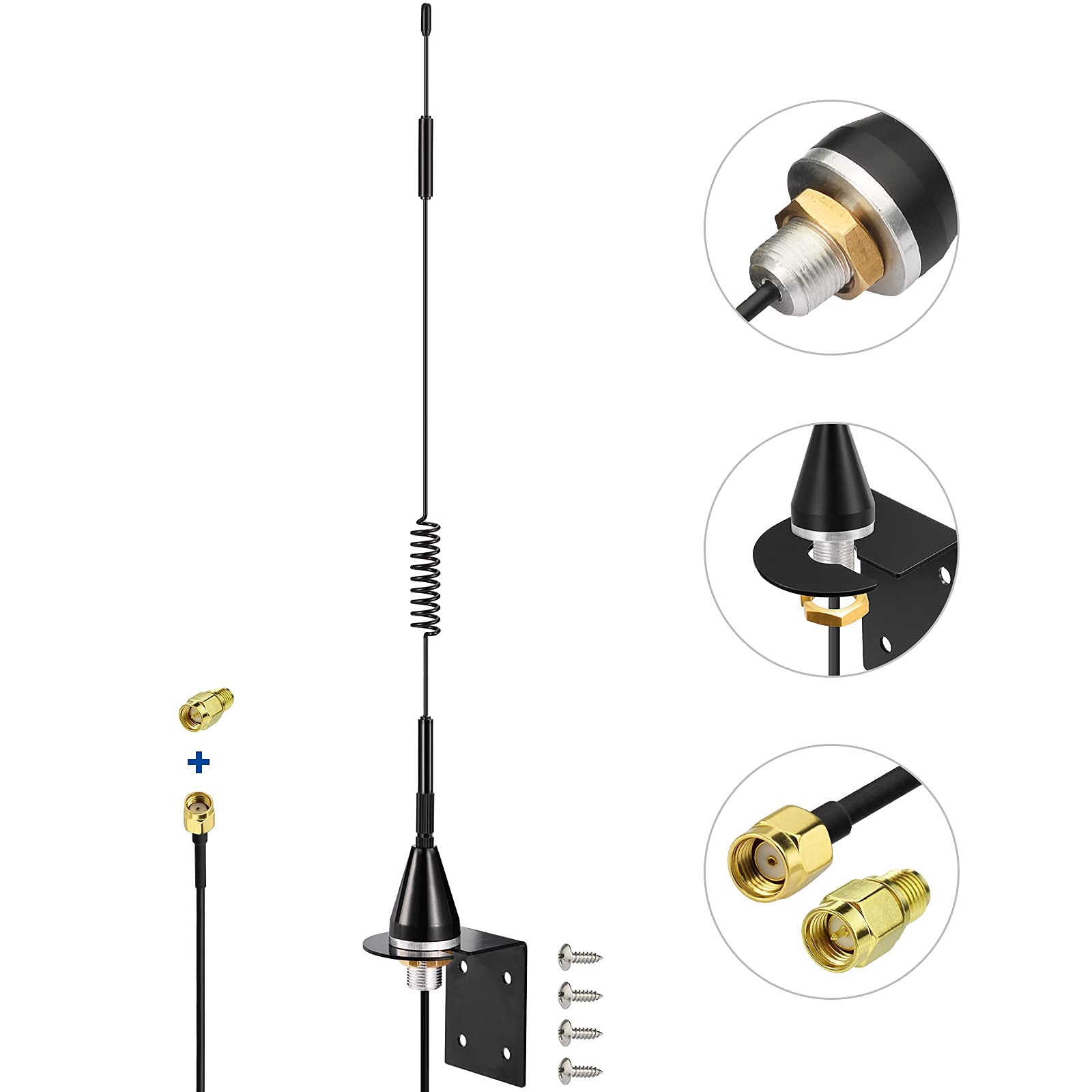 High-gain 7dBi omnidirectional antenna with waterproof housing and 3m extension cable