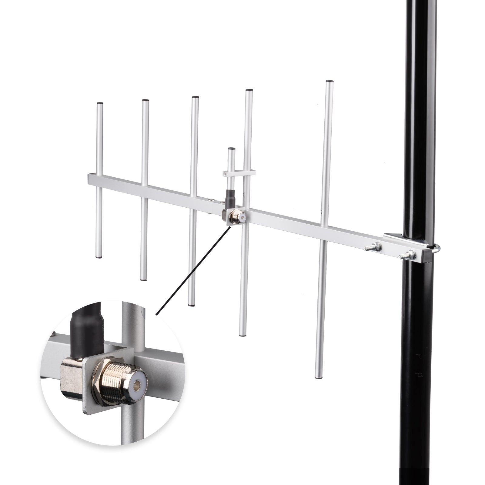 Illustrating outdoor mast mounting, demonstrating clear line-of-sight orientation