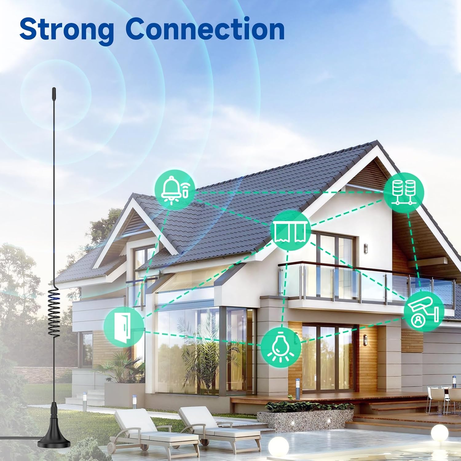 Indoor setup with the magnetic antenna attached to a gateway or Homematic controller unit