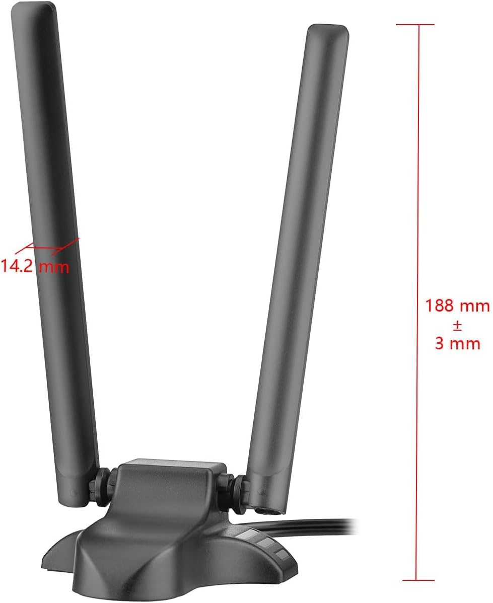 Product dimensions highlighting the 2-meter (6.5ft) cable length and compact magnetic base footprint