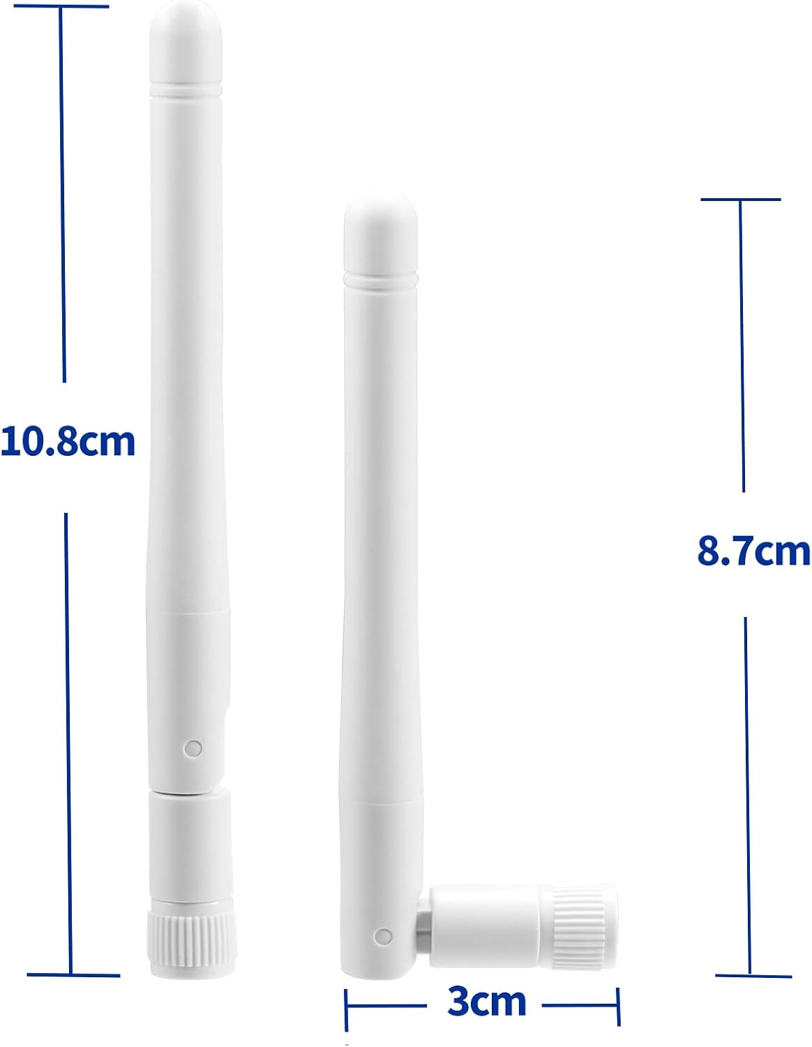 Product dimensions showing the 11cm (4.3 inch) compact length, ideal for low-profile white devices
