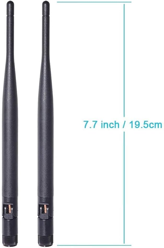 Product dimensions showing the 19.5cm (7.7 inch) antenna height and 20cm (8 inch) cable length