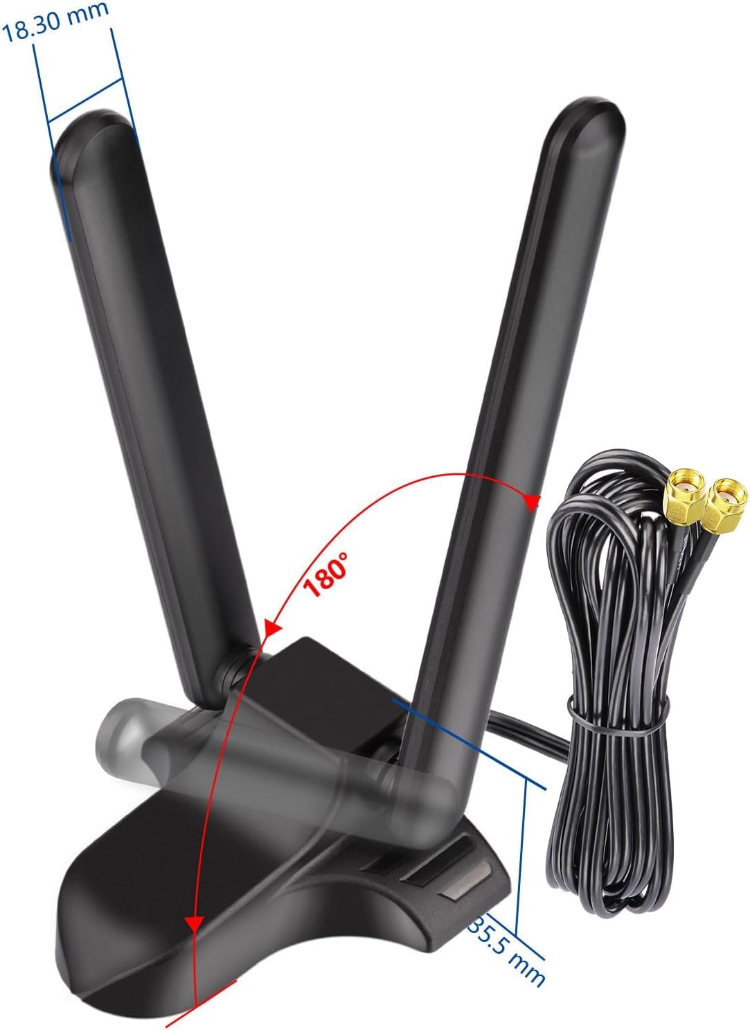 Product dimensions showing the 200cm (6.5ft) cable length and the compact yet stable magnetic base diameter
