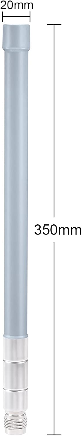 Product dimensions showing the height and N-connector diameter, optimized for low wind resistance