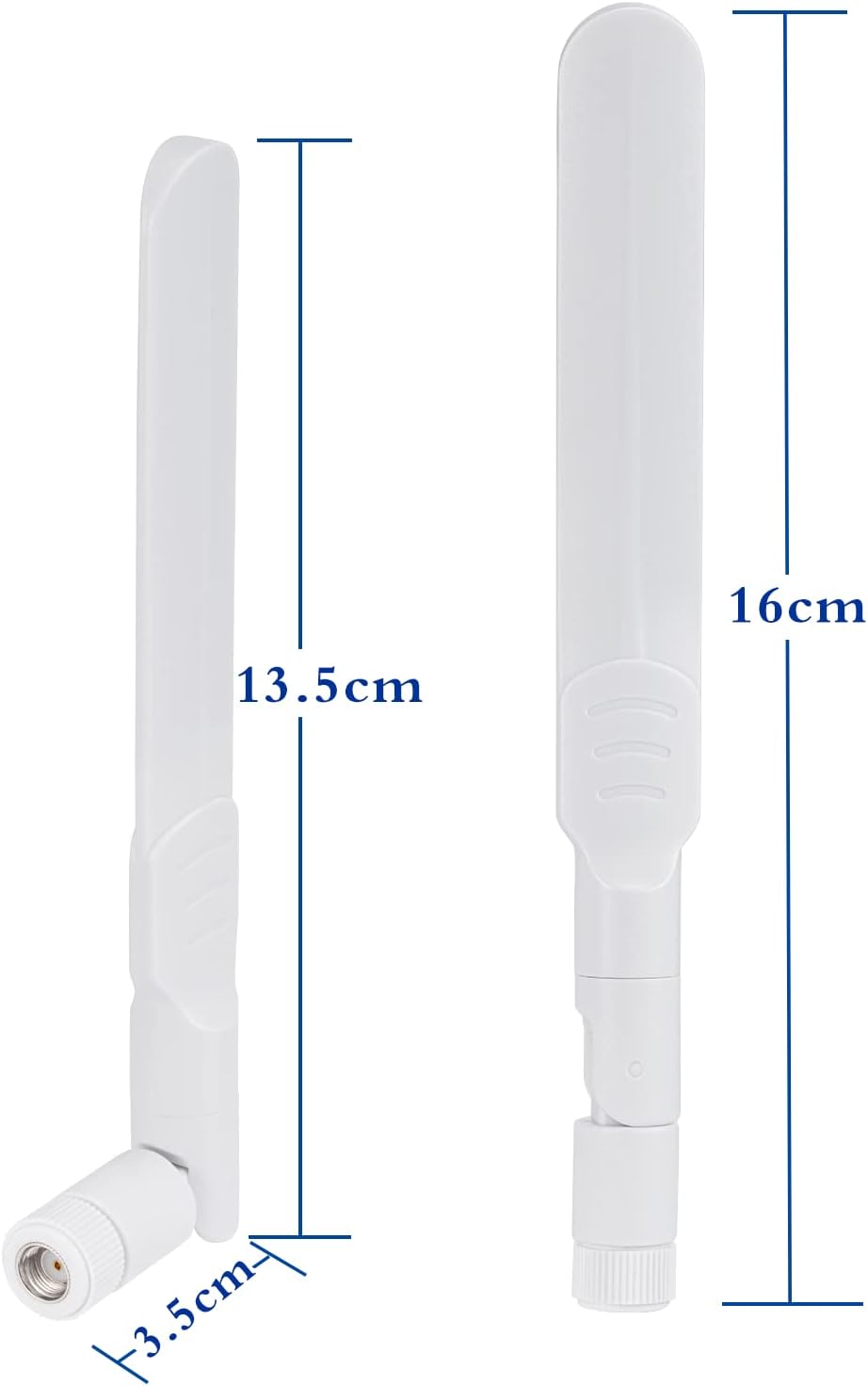 Product dimensions showing the impressive 26cm (10.2 inch) height of the white high-gain antenna