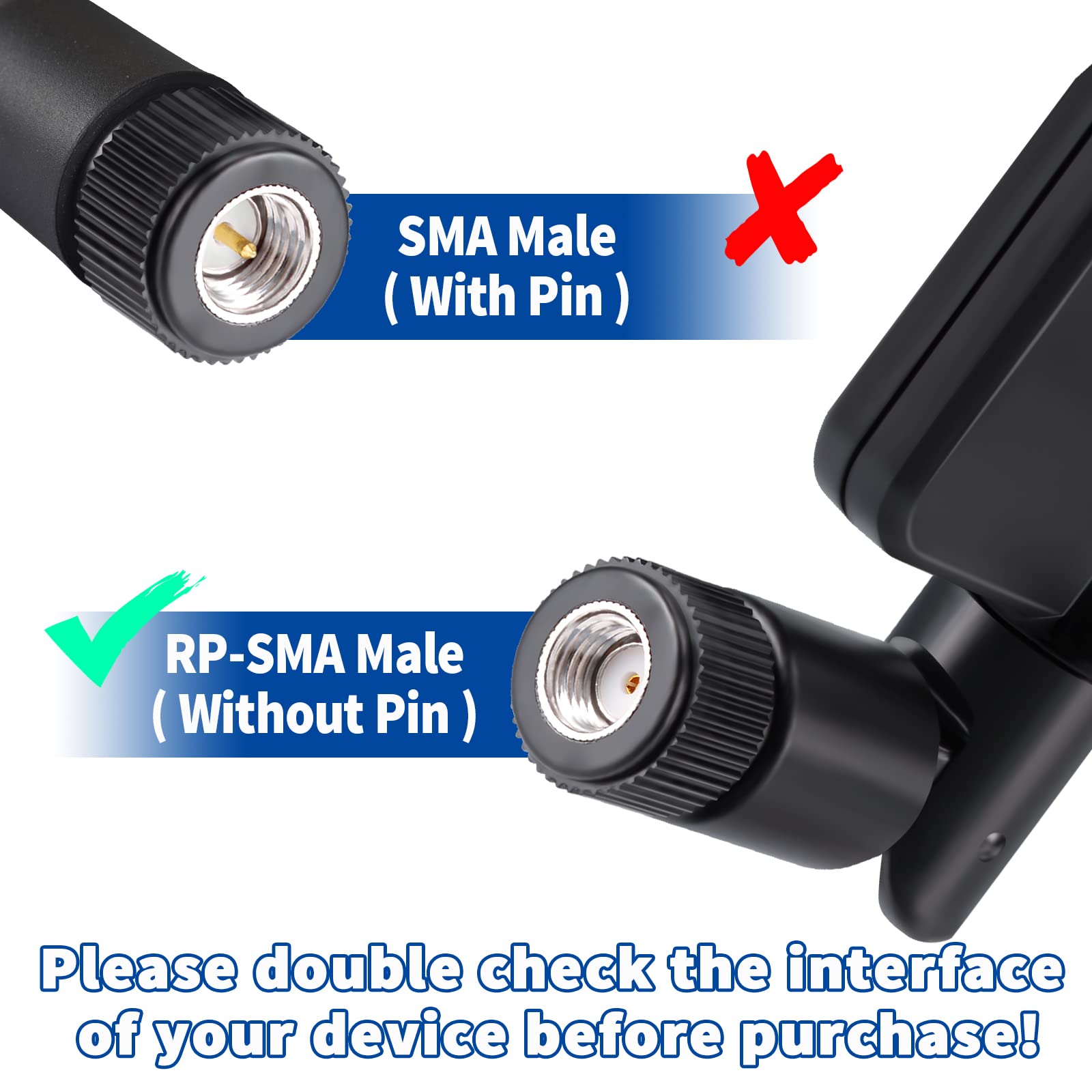 RP-SMA Male connector detail (no center pin) specifically for trail cameras and MiFi