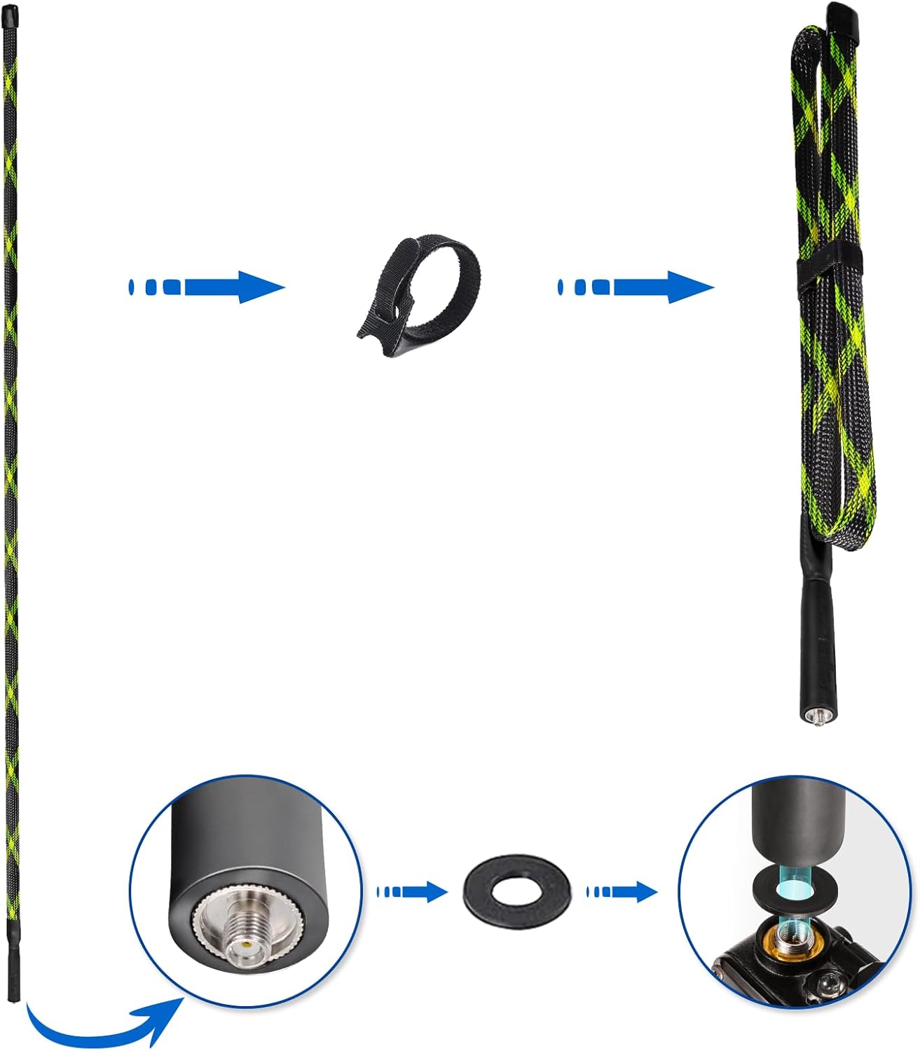 SMA-Female (Internal hole) connector showing high compatibility with standard UHF/VHF handheld radios