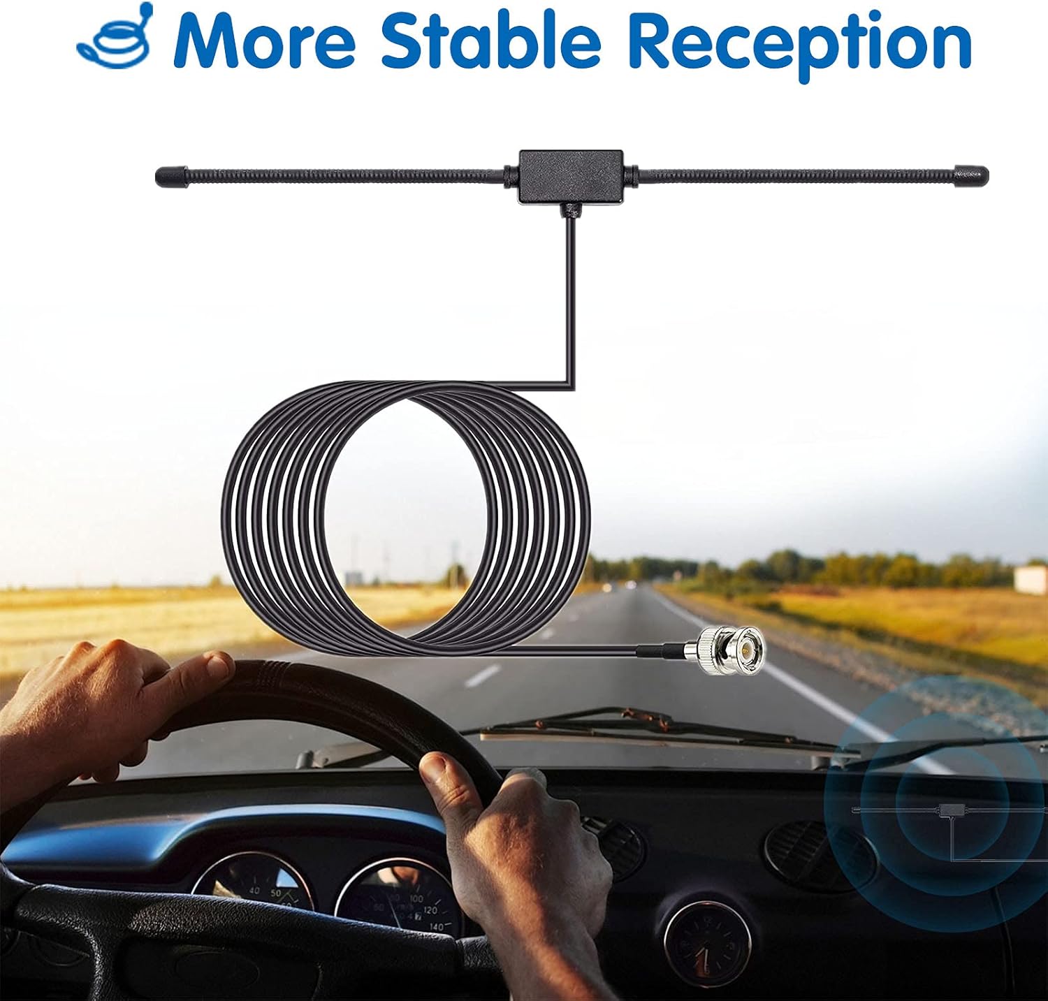 Scanner antenna mounted on a vehicle or desktop setup for optimal signal reception