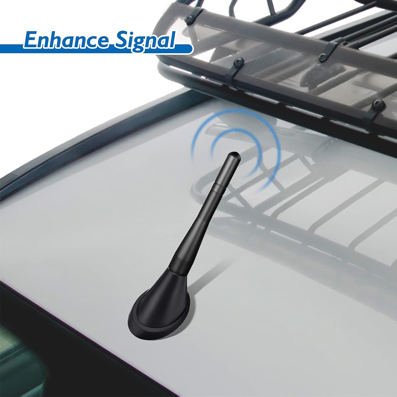 Simple screw-in installation process: choosing the matching M4, M5, or M6 stud to connect the 4-inch stubby antenna to the car's roof base.