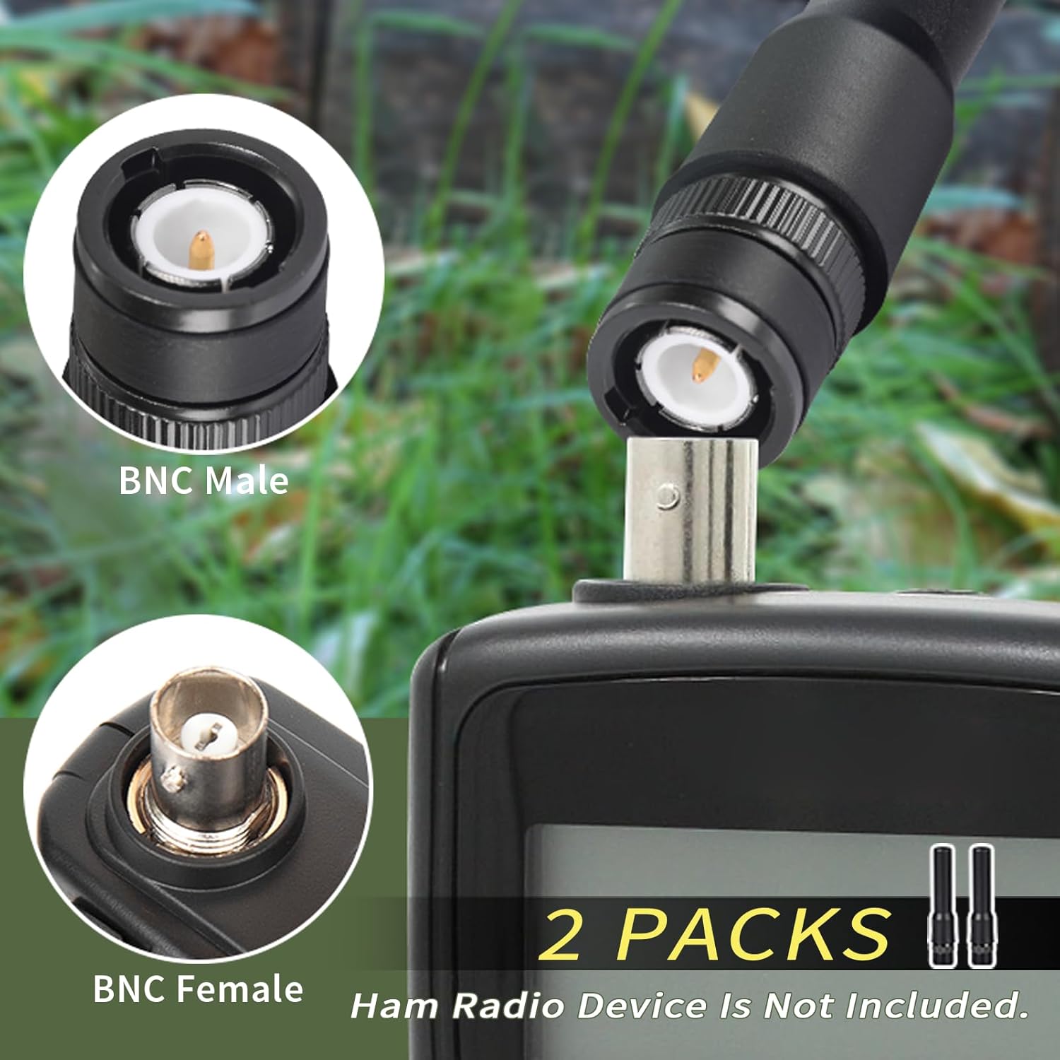 Standard BNC male connector with locking bayonet mount for quick and secure installation