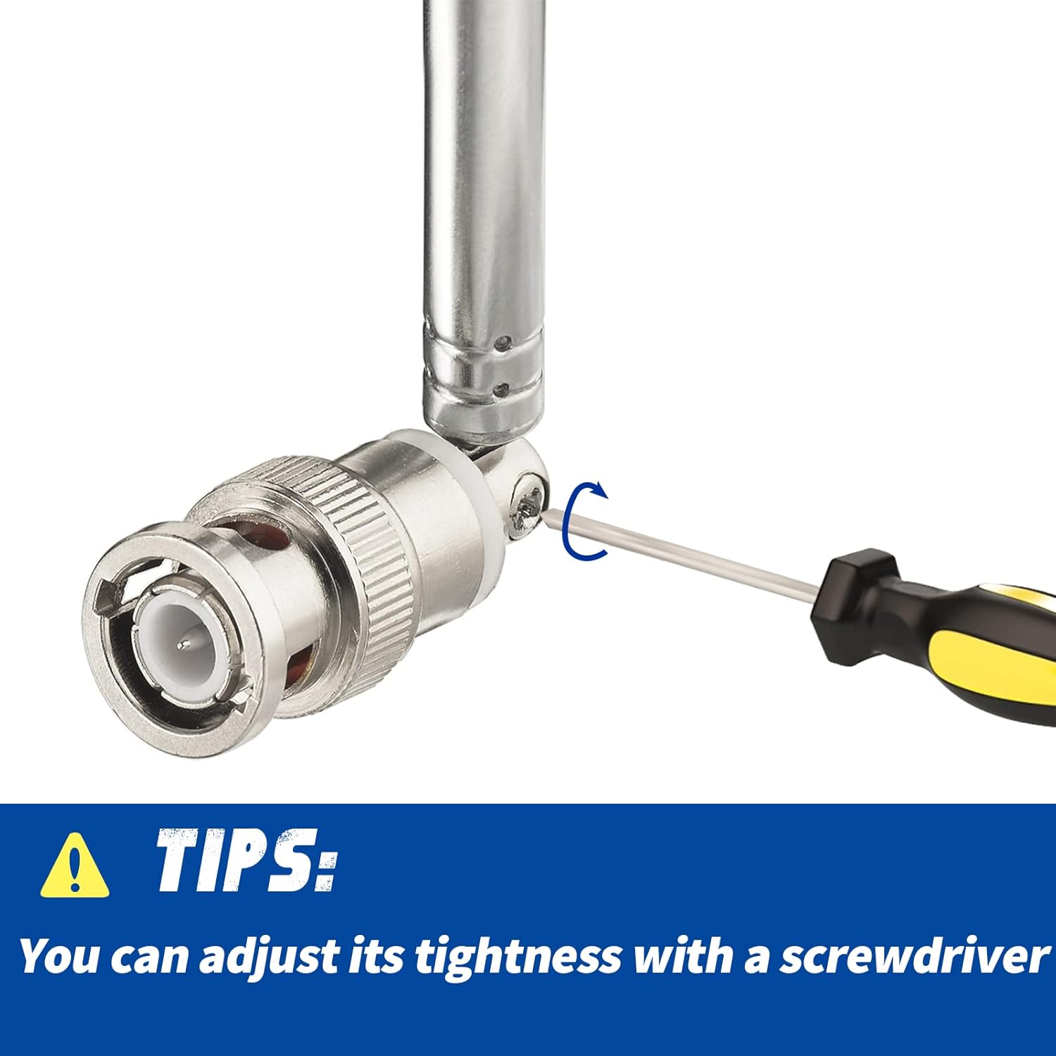 Standard BNC male connector with secure locking mechanism for stable signal reception